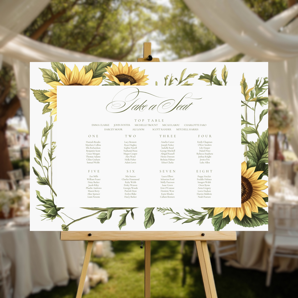 Sunflower Seating Plan Sign