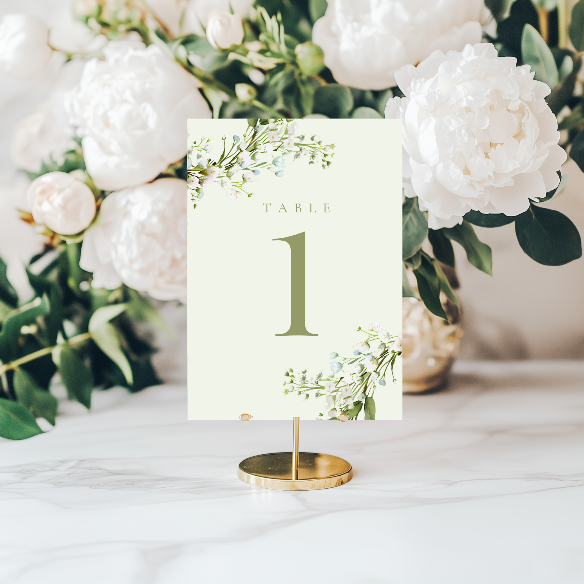 Baby's Breath Gypsophila Table Numbers