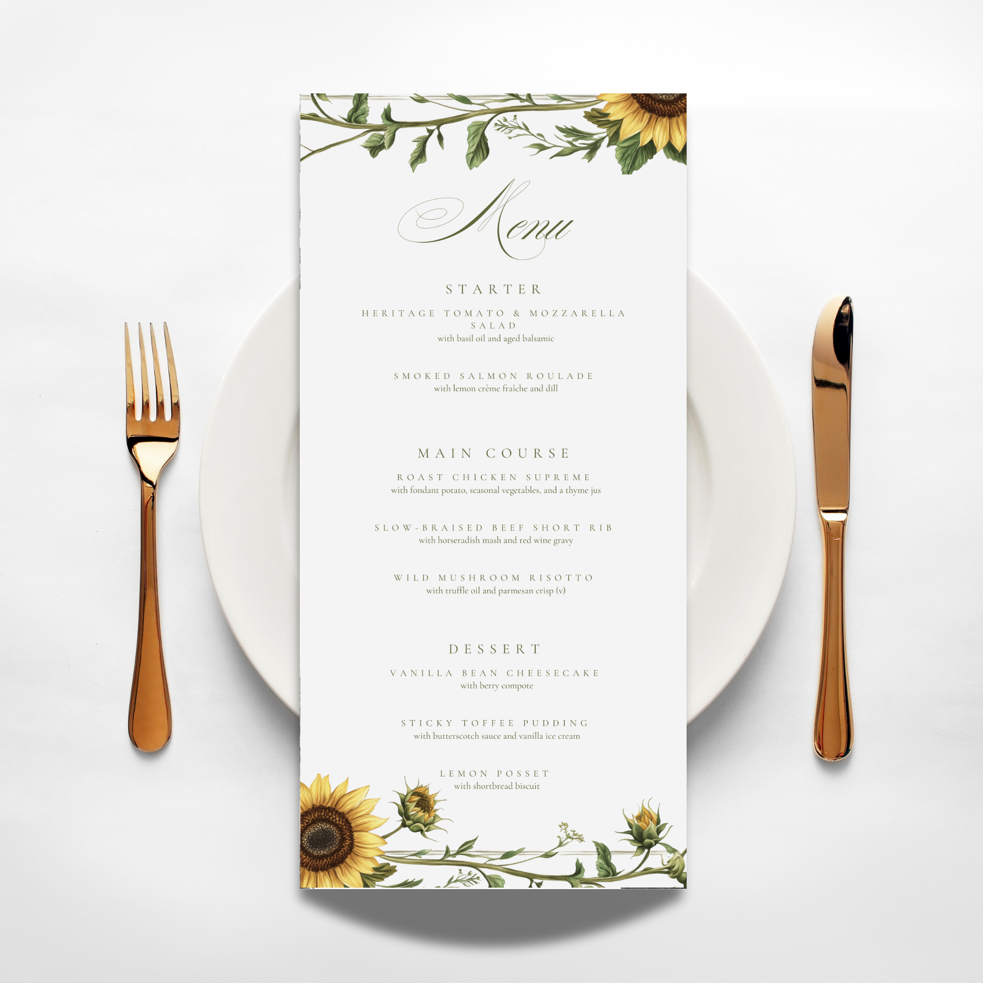 Sunflower Menu