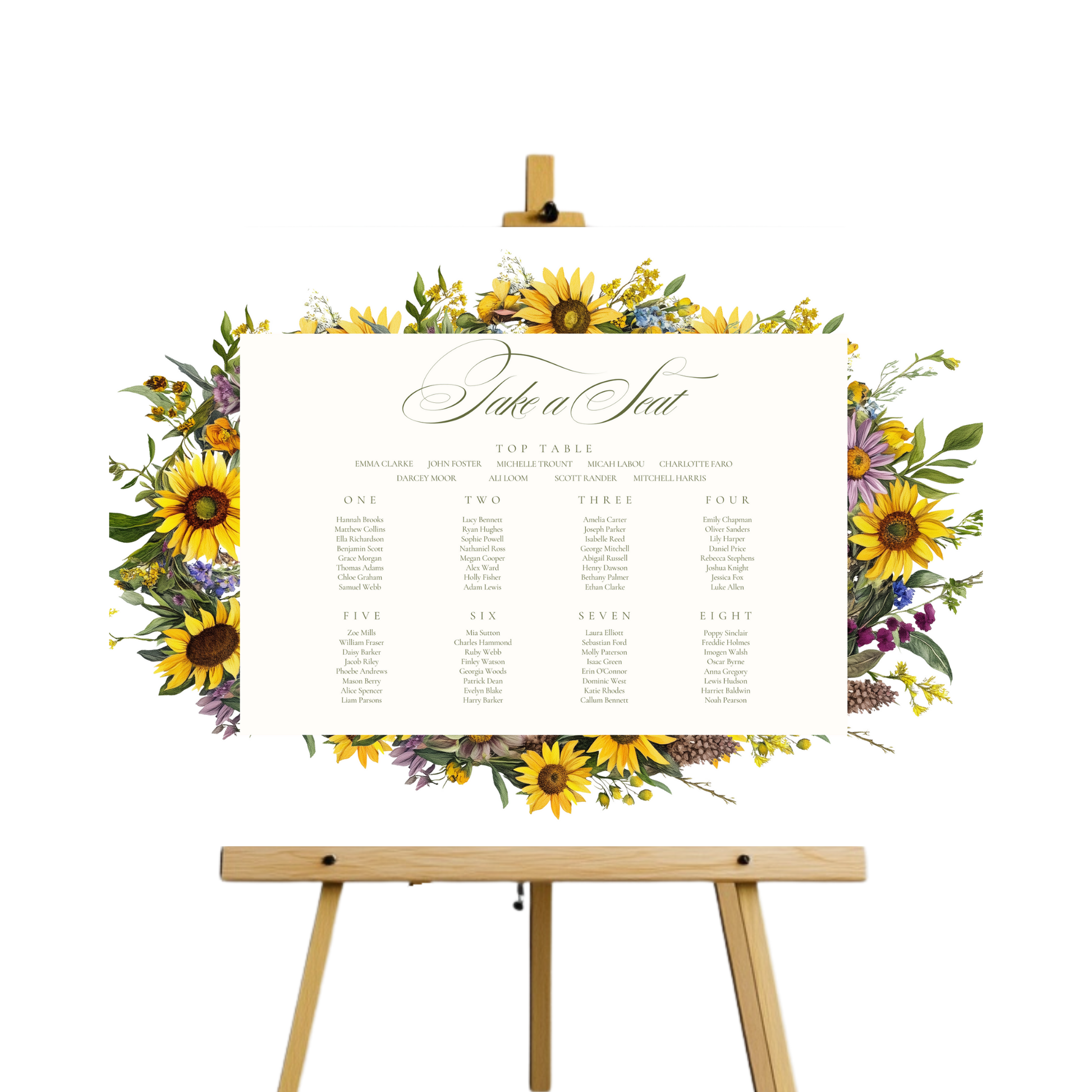 Sunflower & Wildflower Seating Plan Sign
