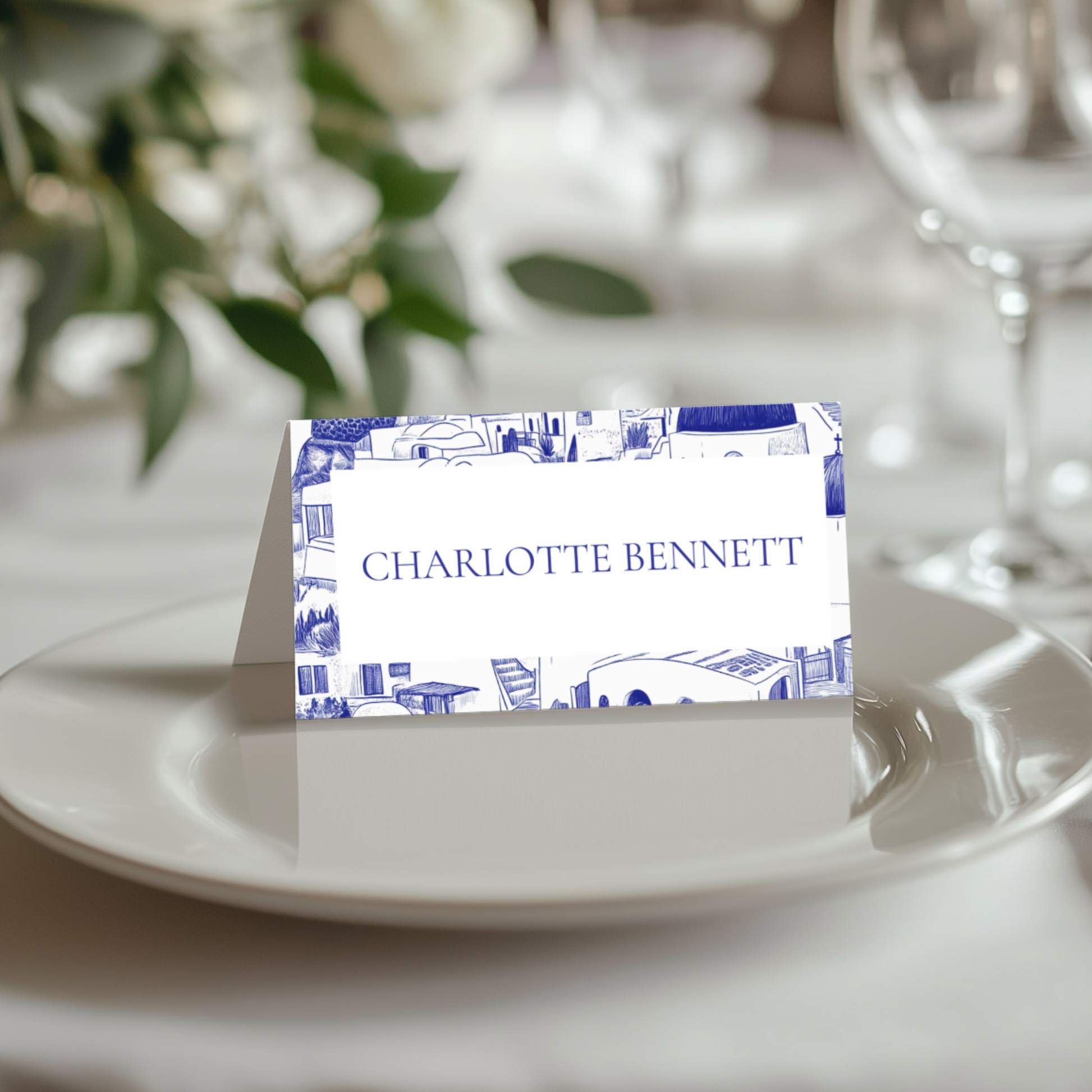 Santorini Sketch Name Place Cards