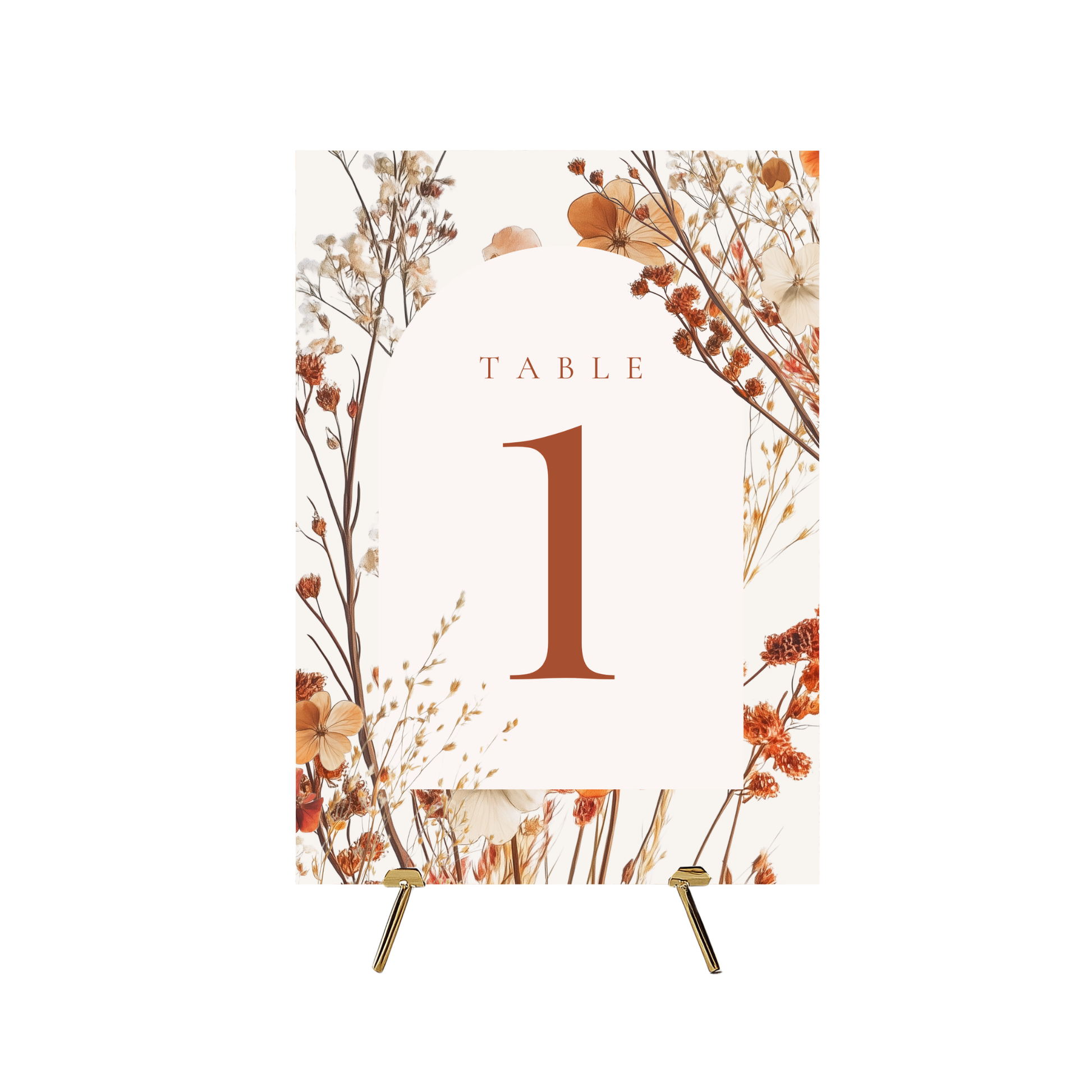 Dried Autumn Flower Arch Table Numbers