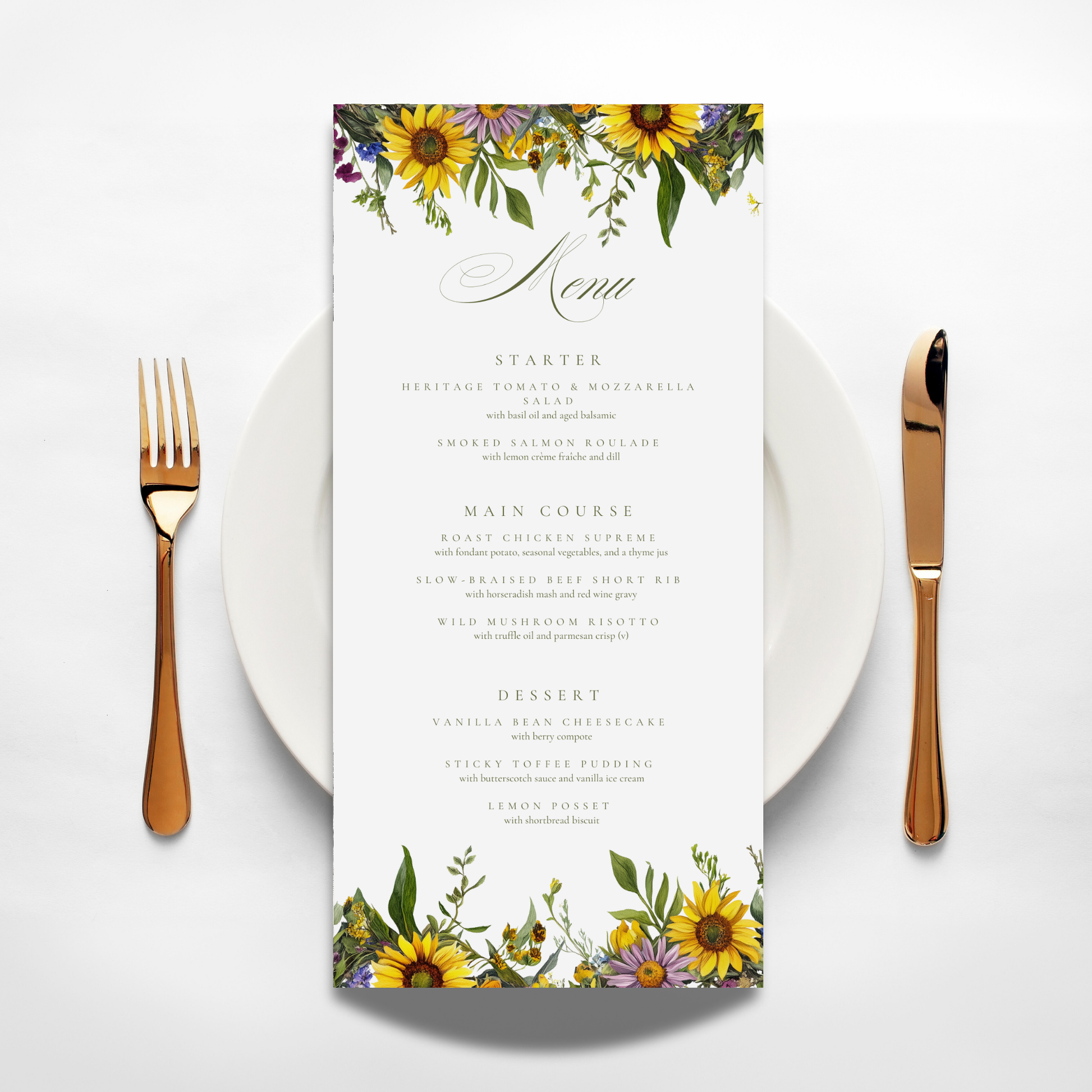 Sunflower & Wildflower Menu