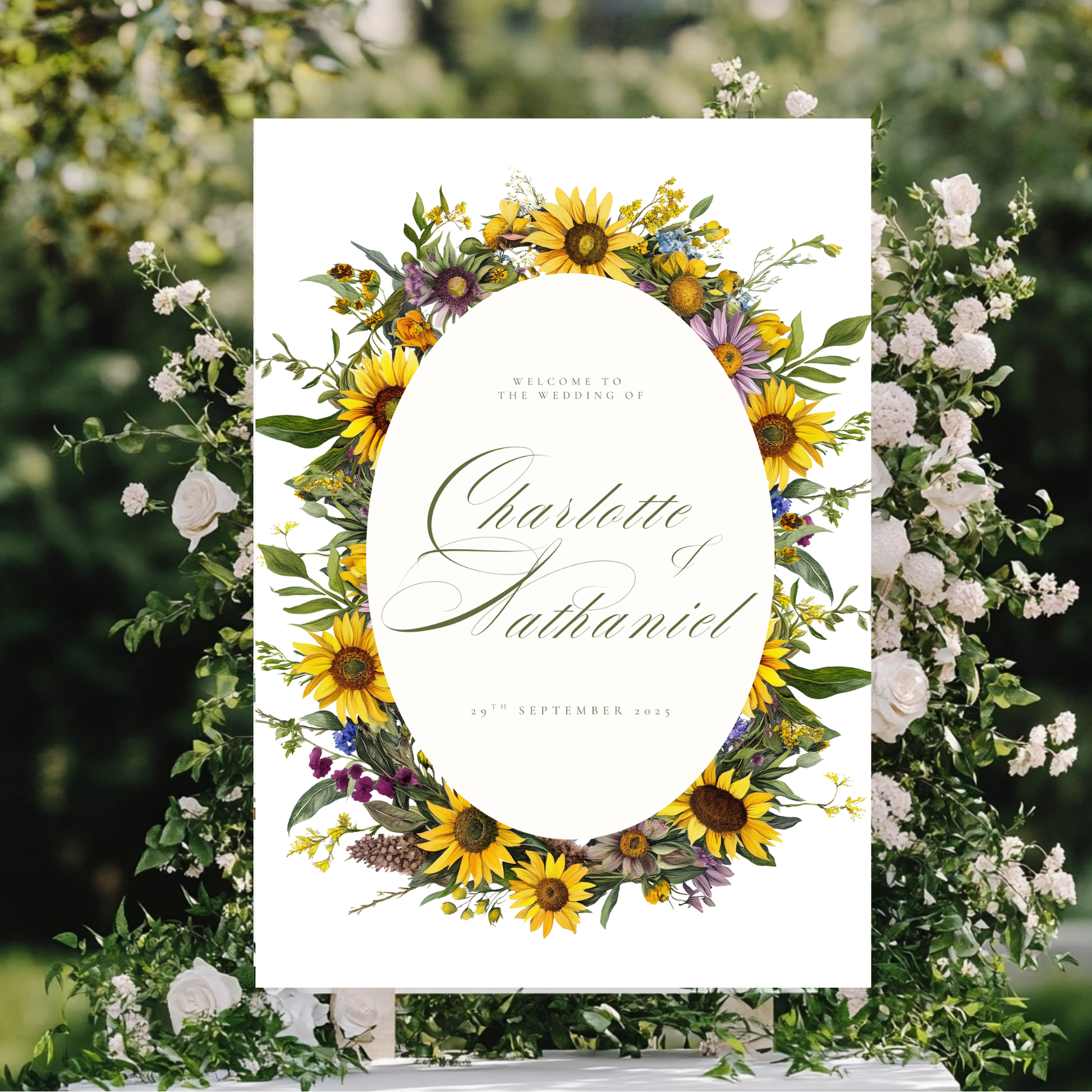 Sunflower & Wildflower Welcome Sign