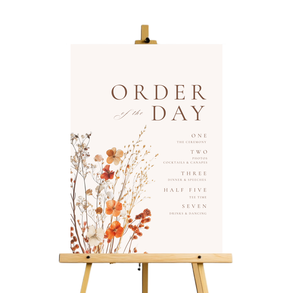 Simple Dried Flowers Order Of The Day Sign