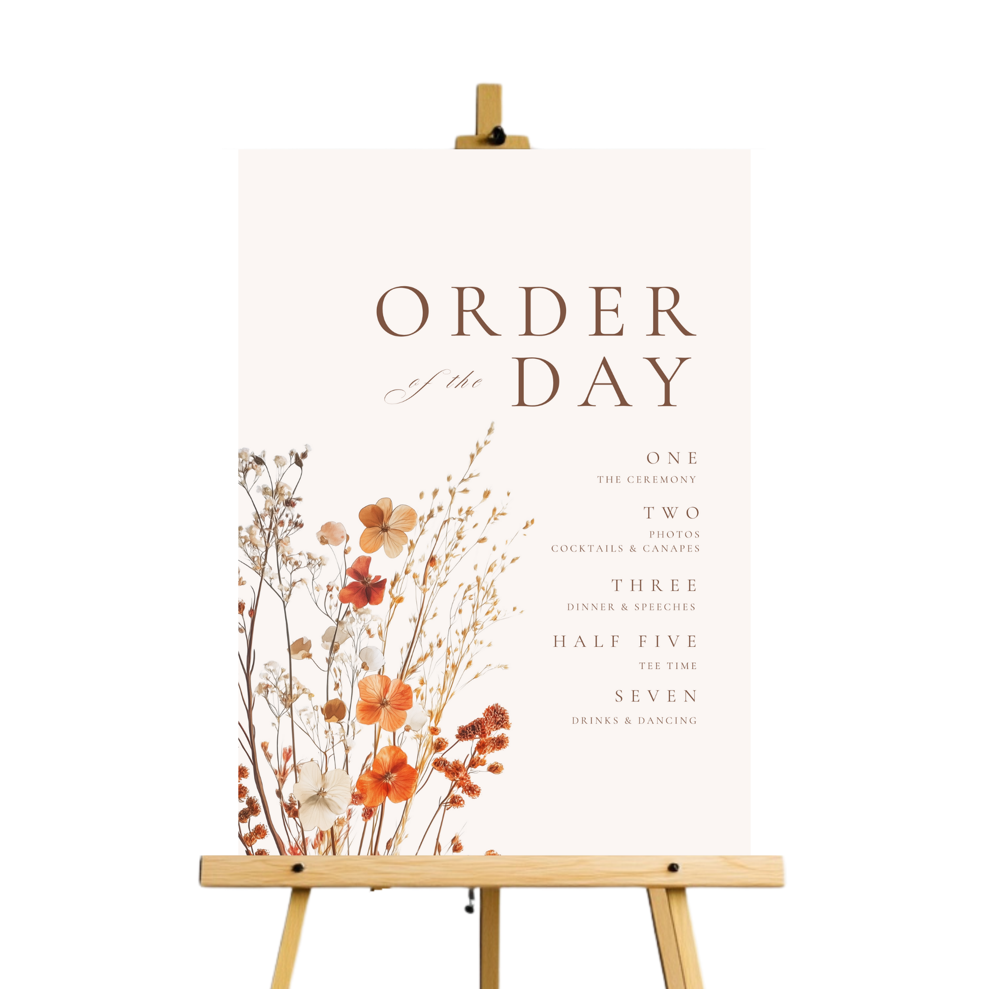 Simple Dried Flowers Order Of The Day Sign