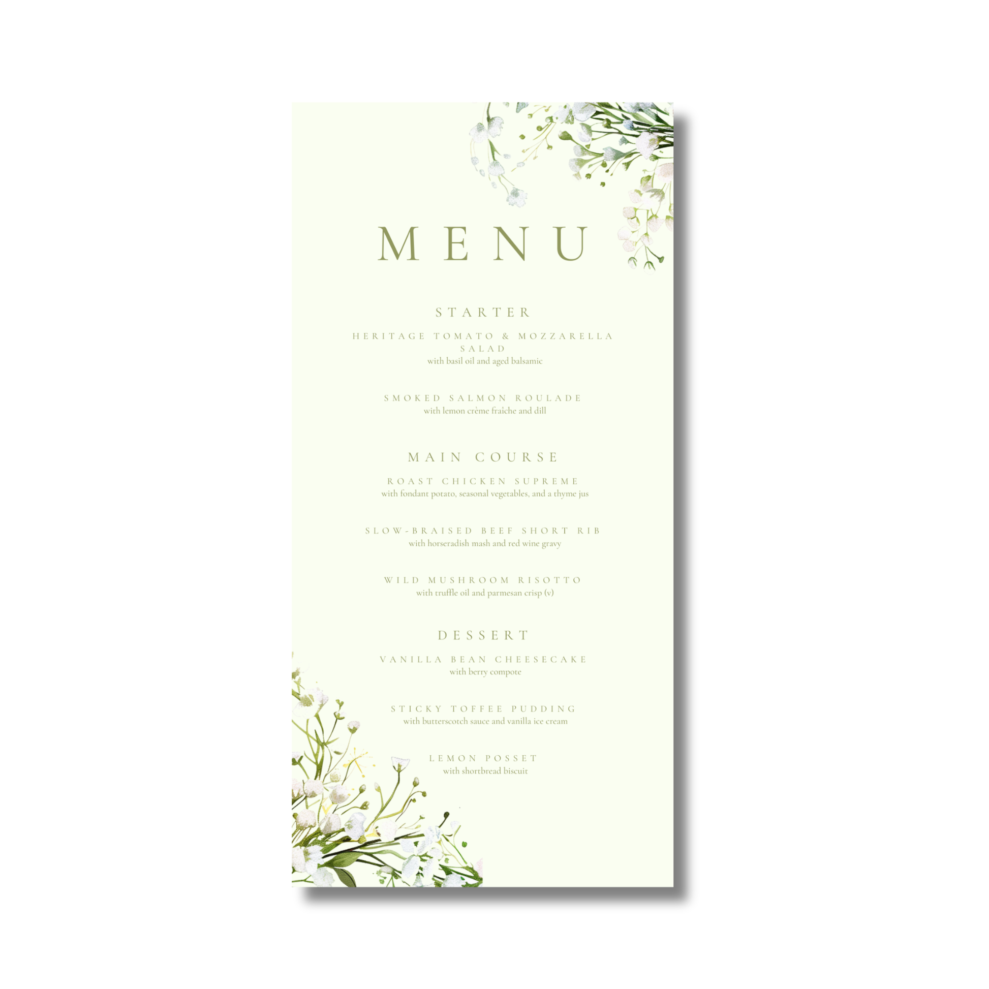 Baby's Breath Gypsophila Menu