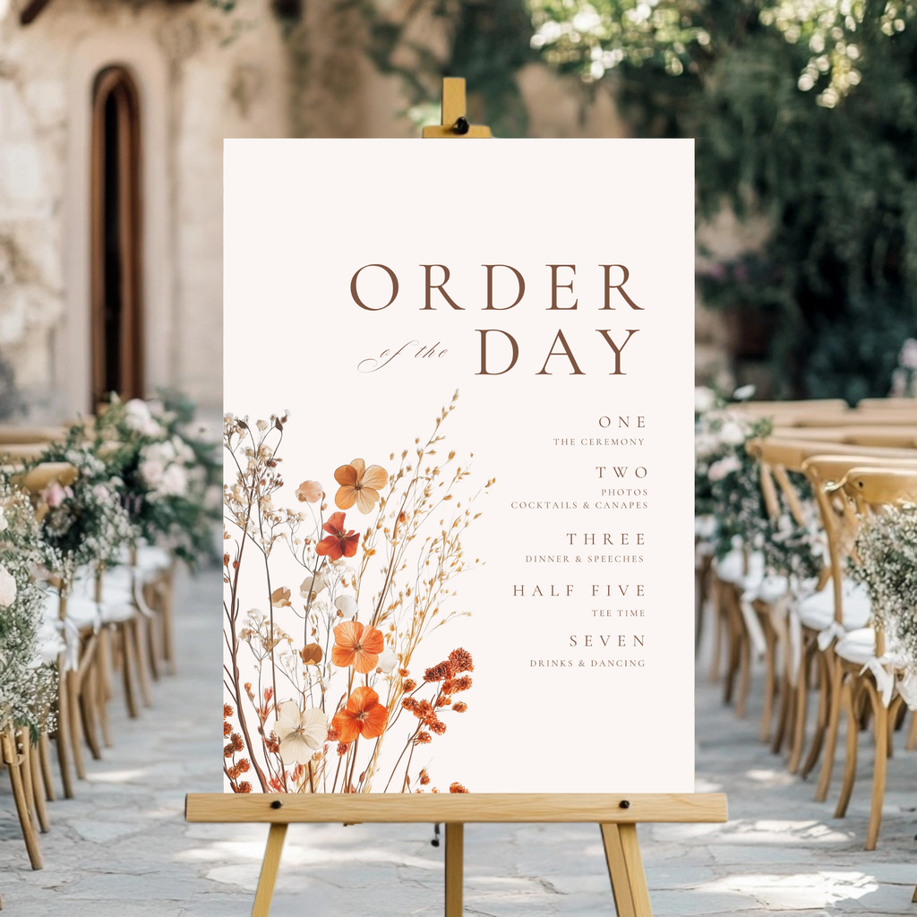 Simple Dried Flowers Order Of The Day Sign