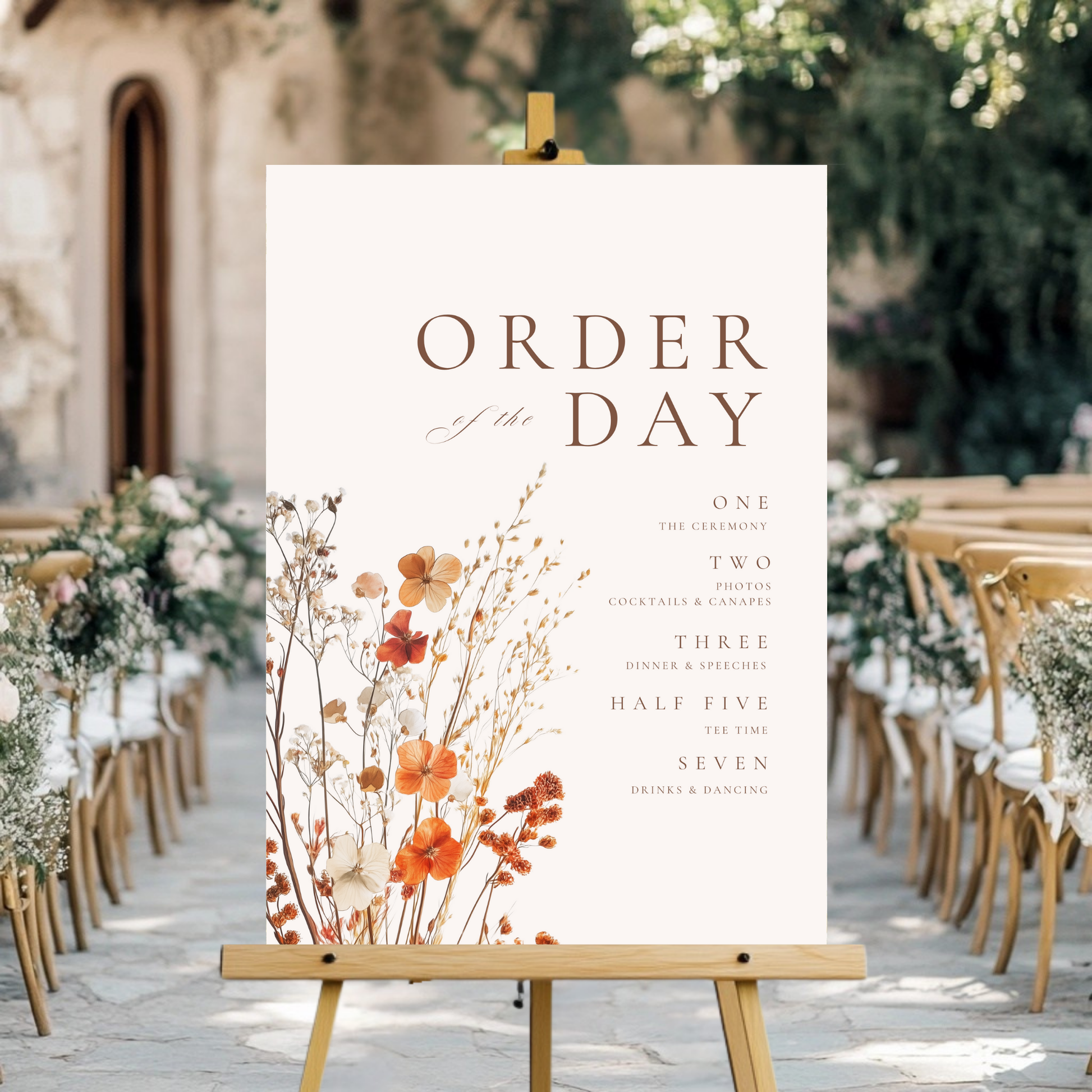 Simple Dried Flowers Order Of The Day Sign
