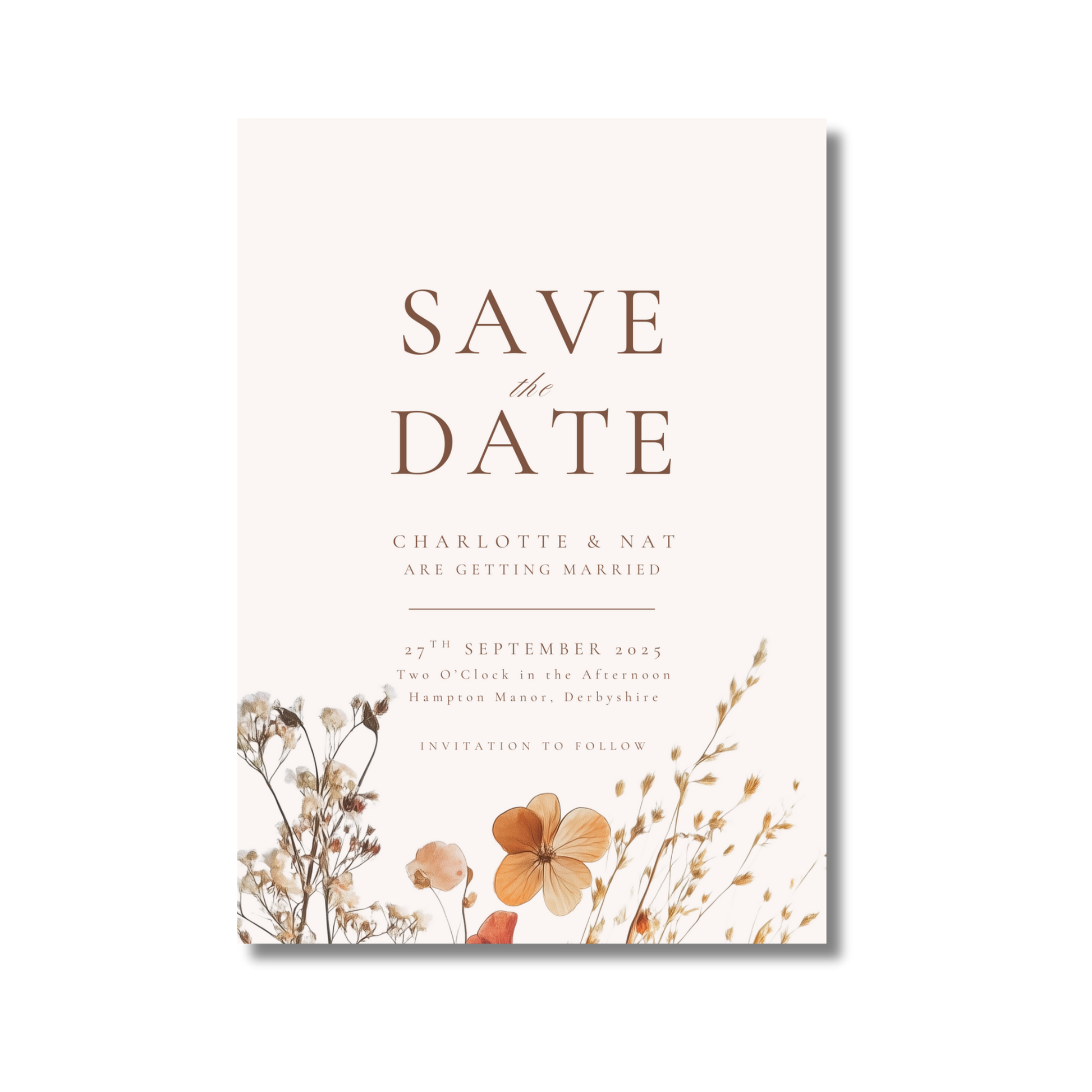 Simple Dried Flowers Save The Date