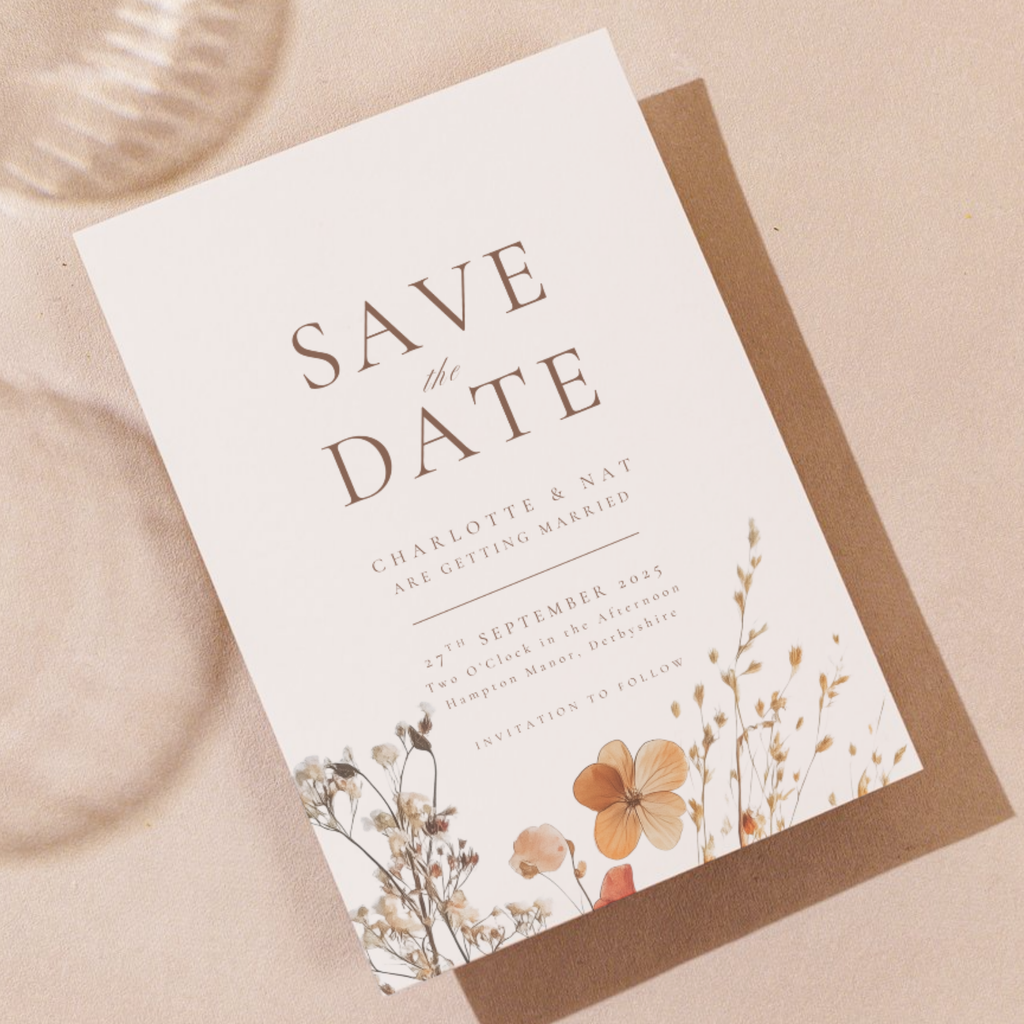 Simple Dried Flowers Save The Date