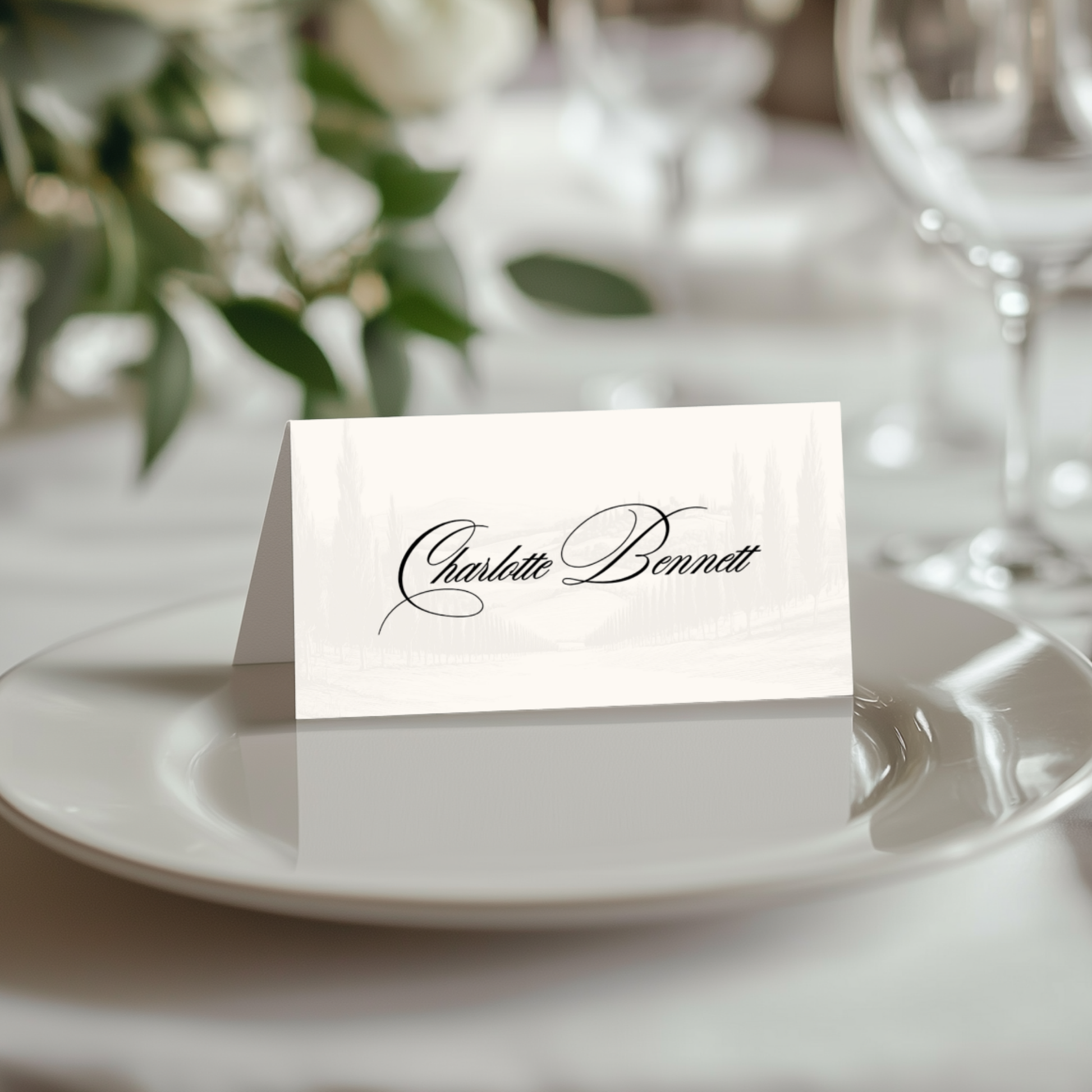 Vineyard Etching Name Place Cards
