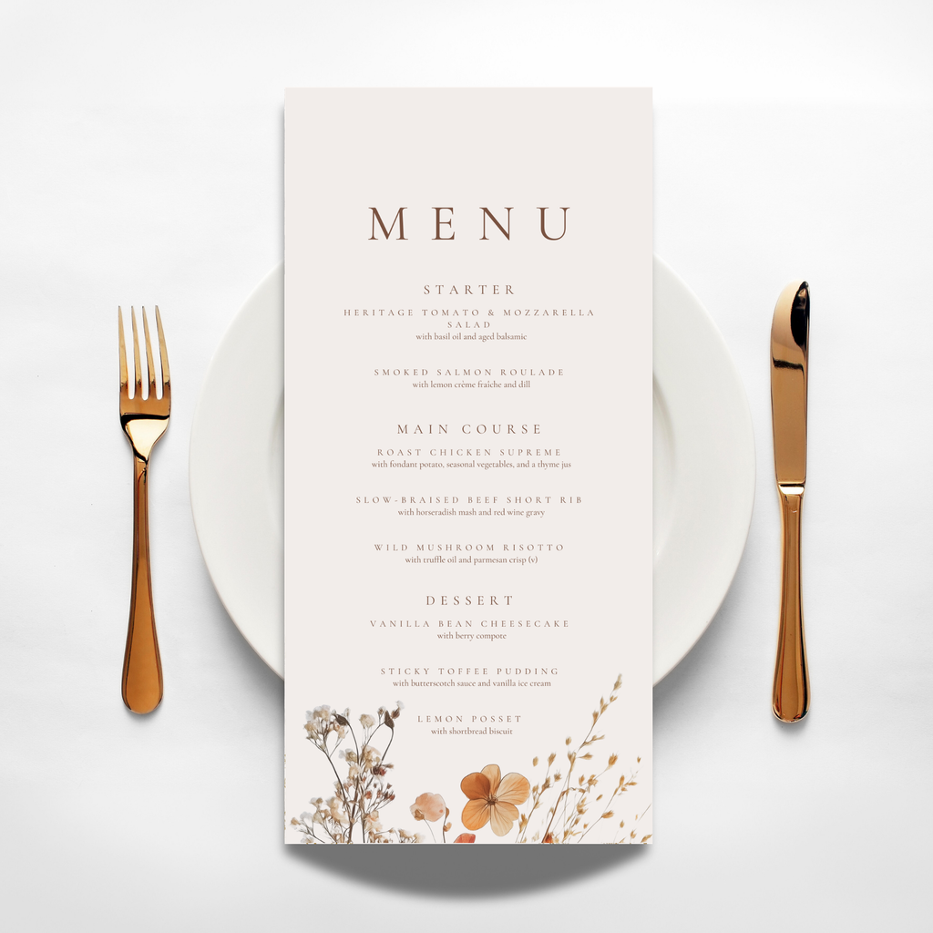 Simple Dried Flowers Menu