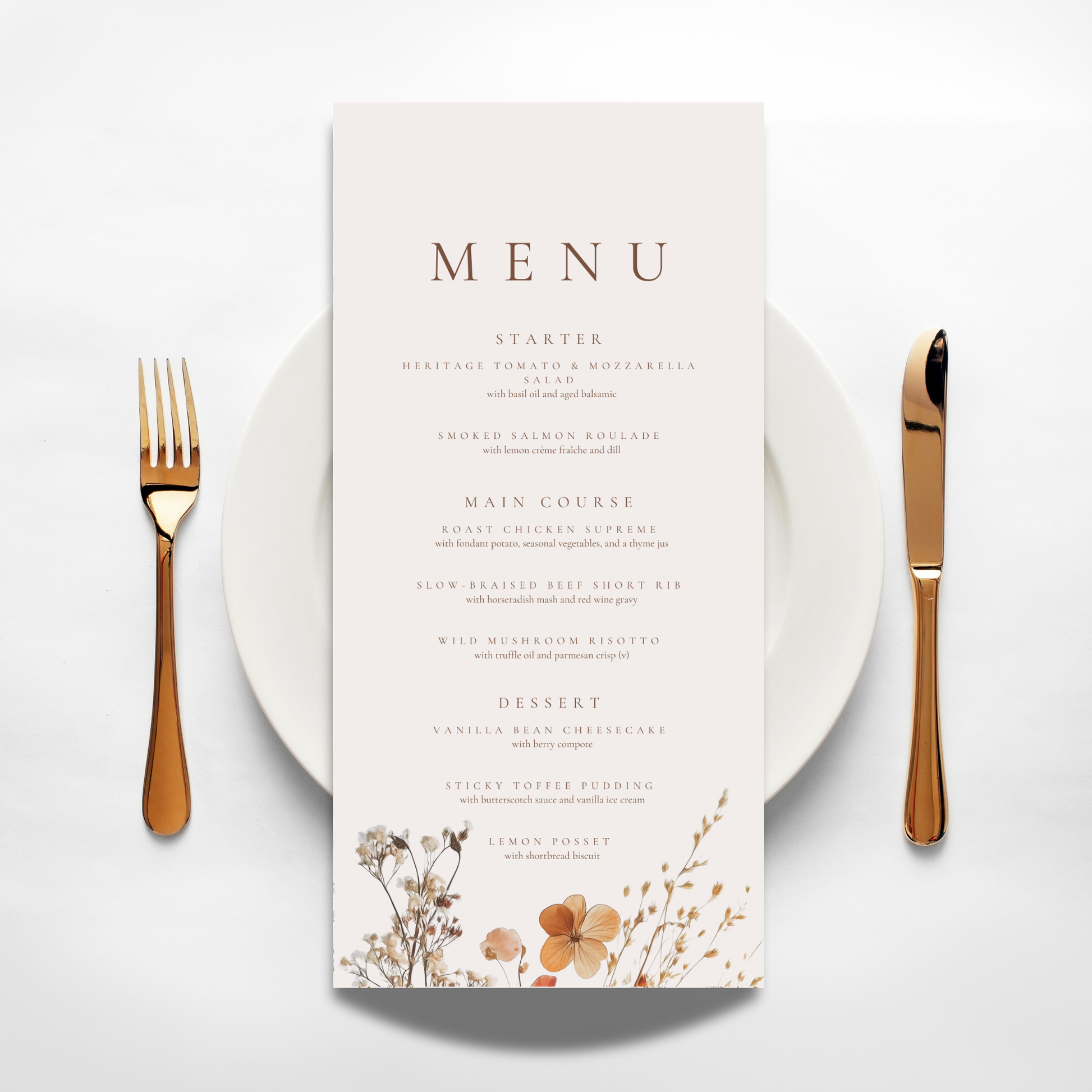 Simple Dried Flowers Menu