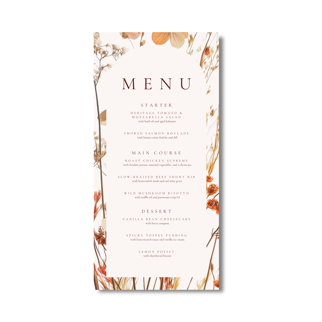 Dried Autumn Flower Arch Menu