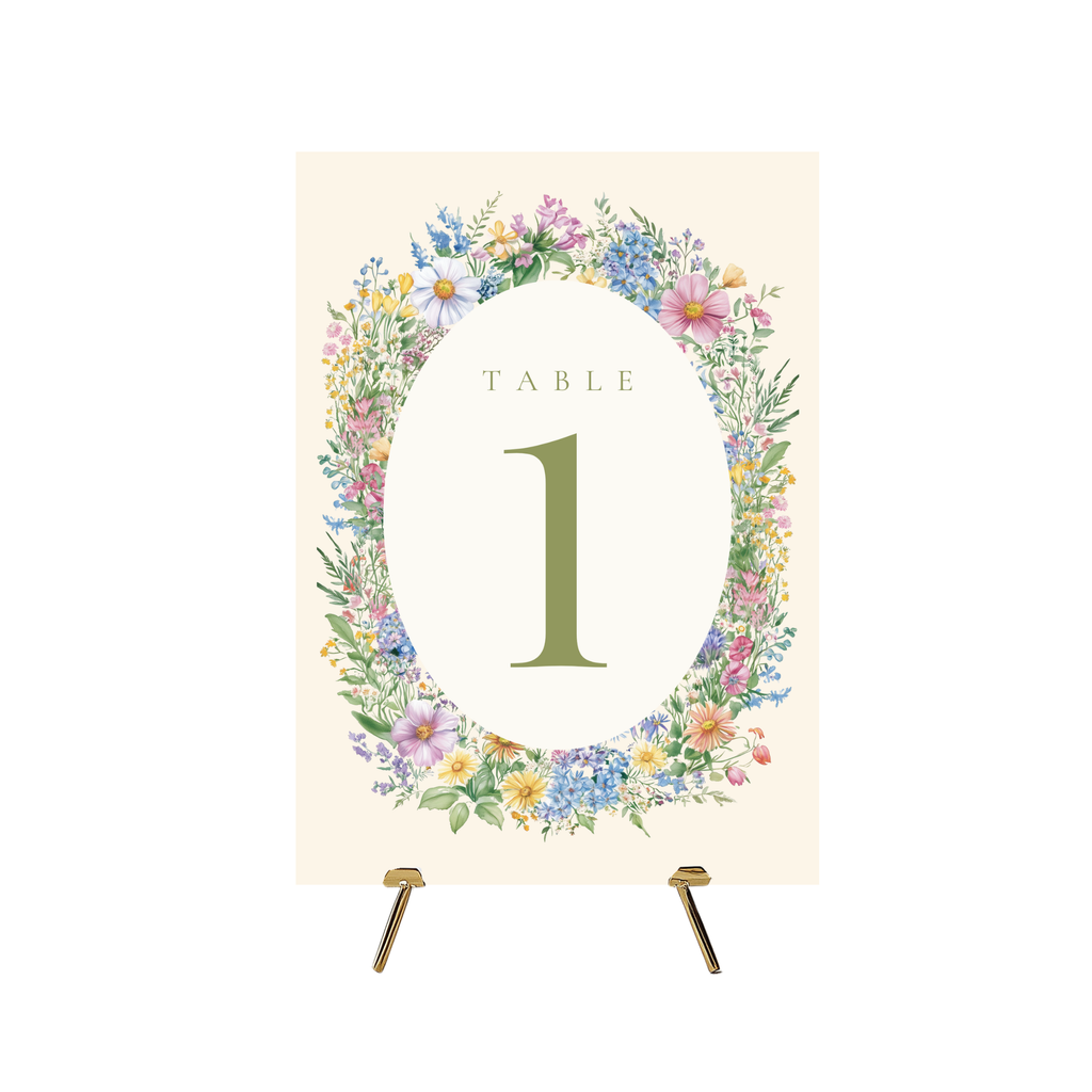 Pastel Florals Wreath Table Numbers