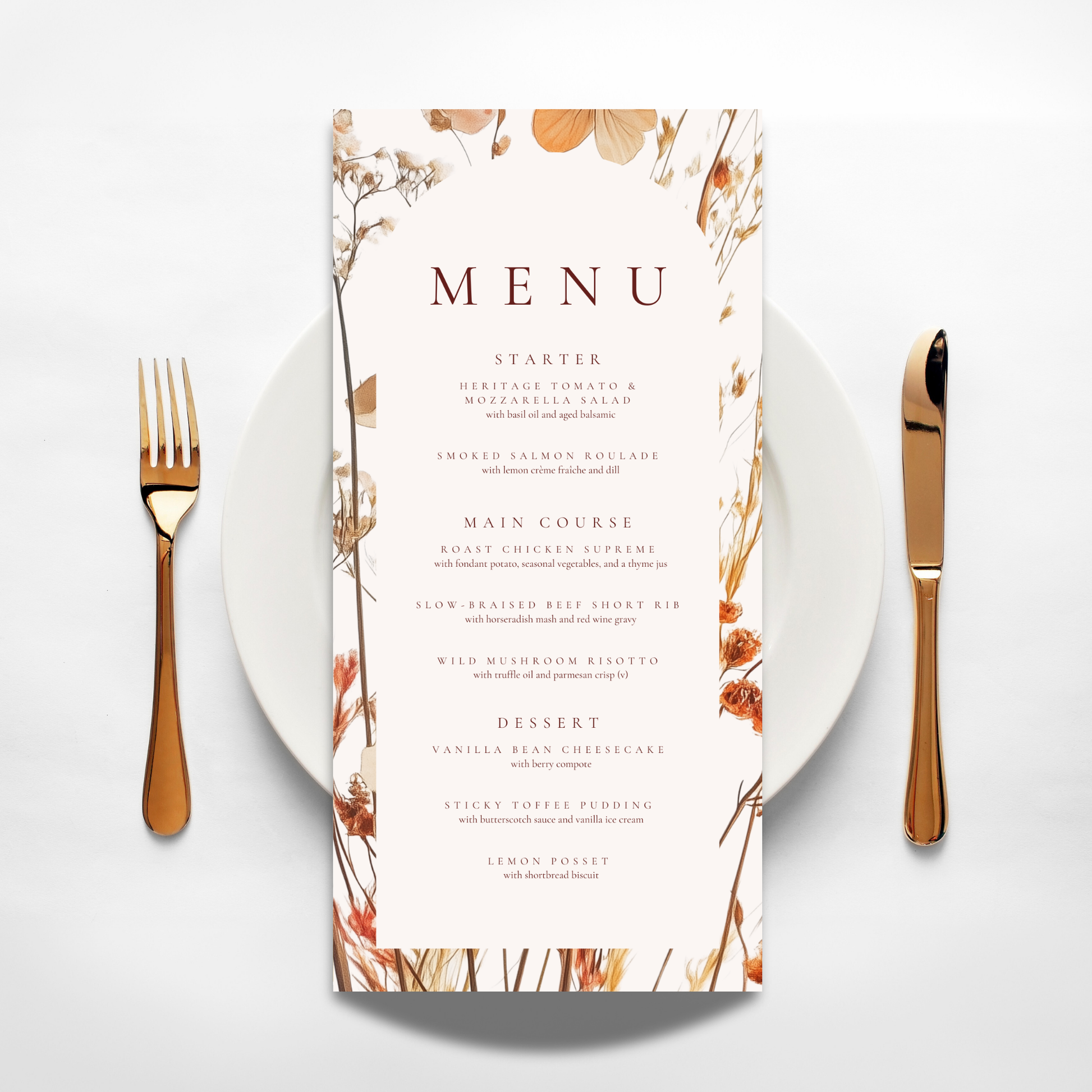Dried Autumn Flower Arch Menu