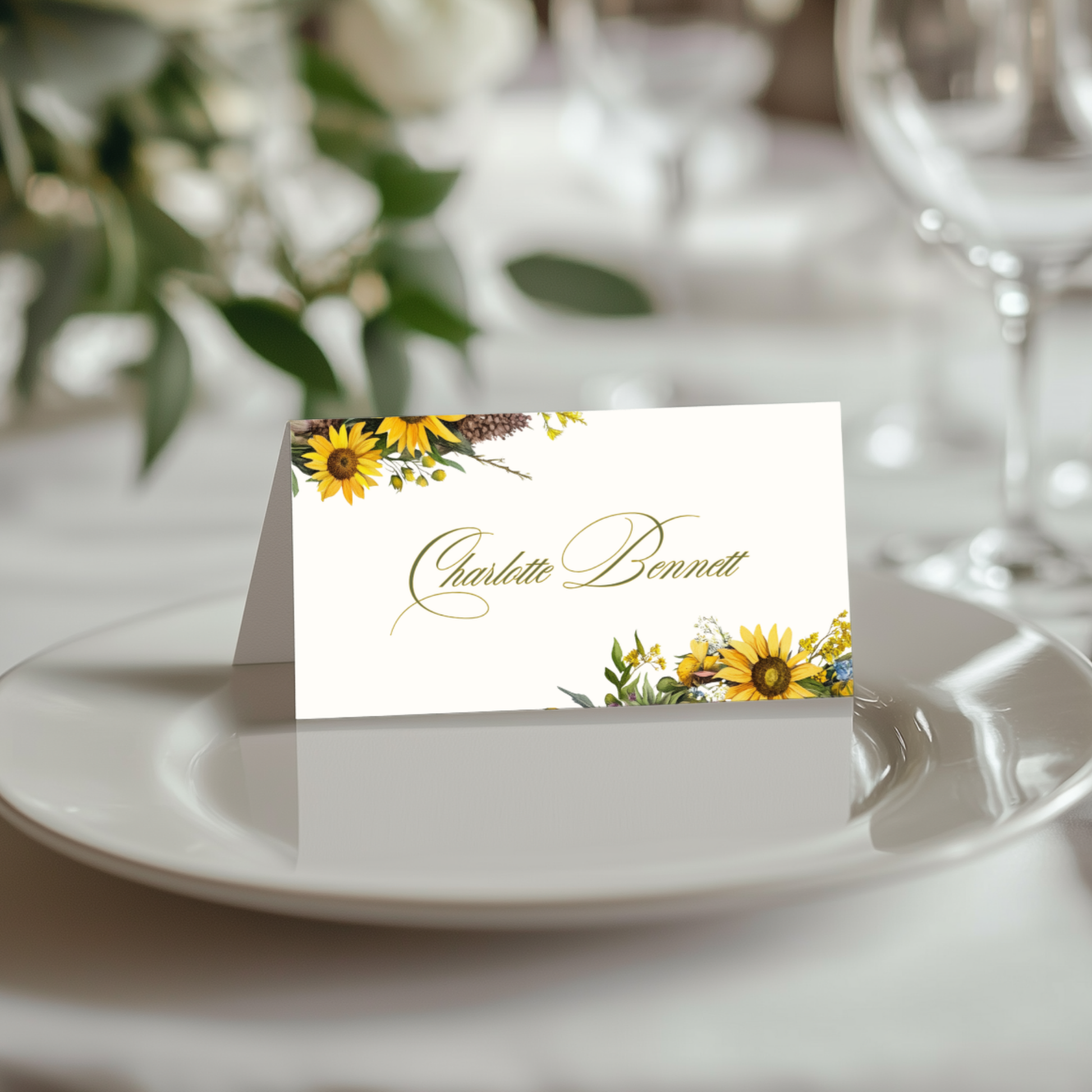Sunflower & Wildflower Name Place Cards