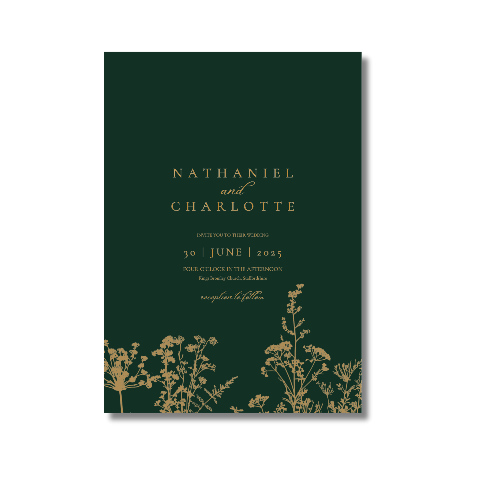 Emerald Green & Gold Floral Invite & RSVP