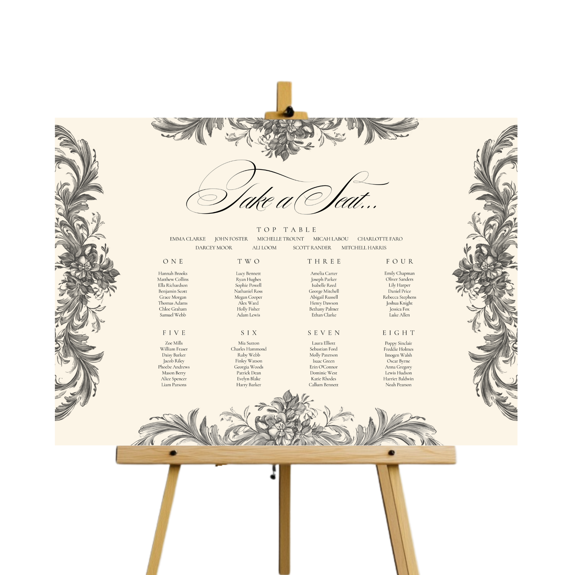 Rococo Frame Seating Plan Sign