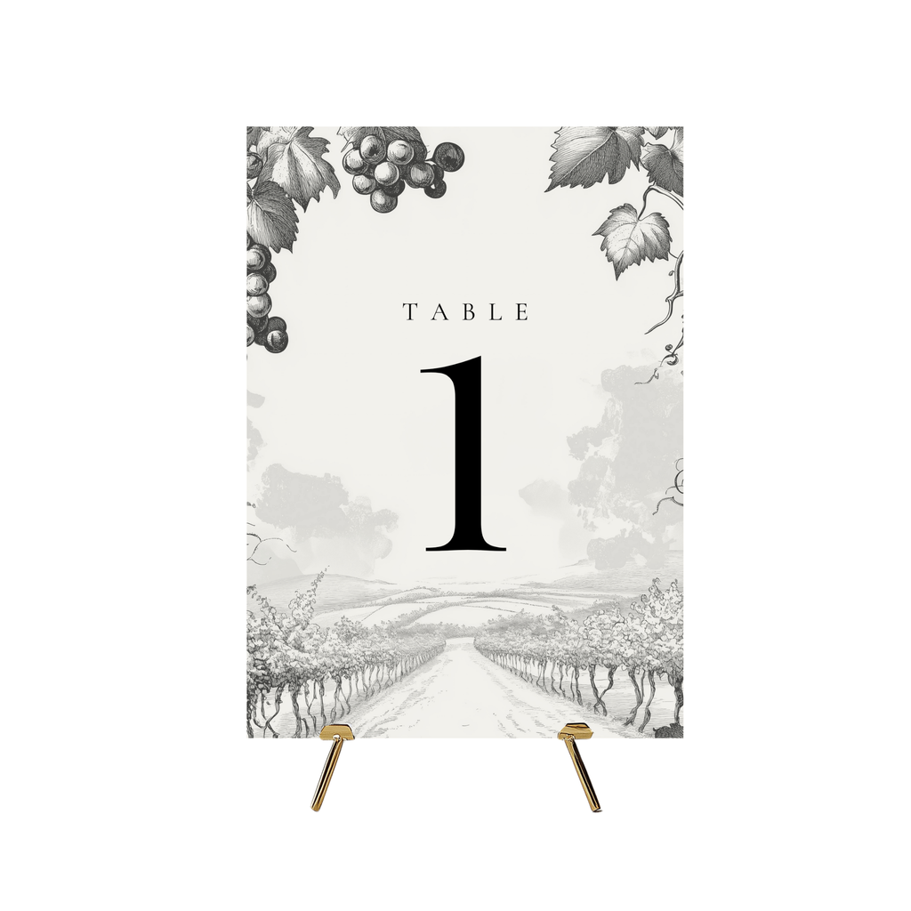 Monochrome Vineyard Table Numbers