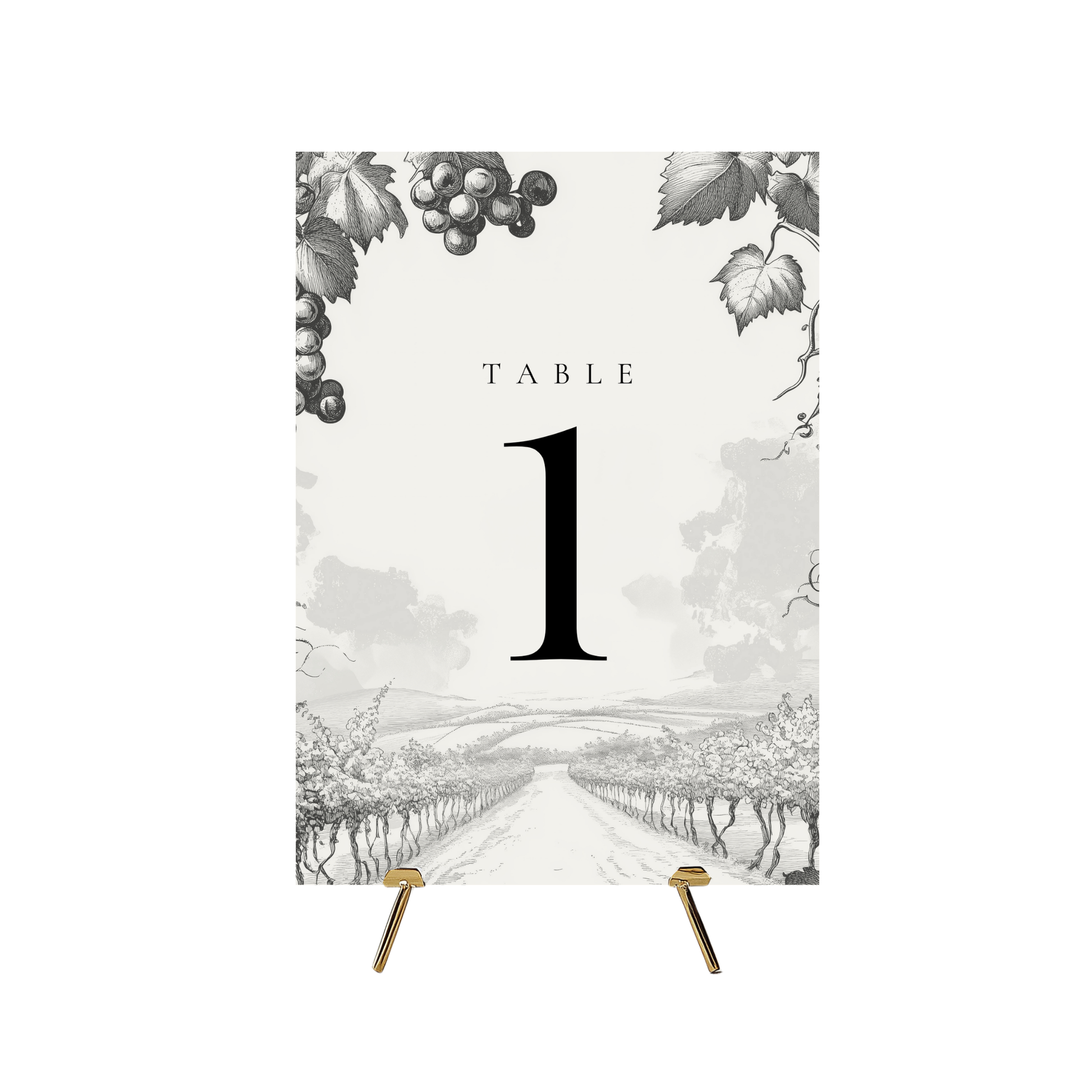 Monochrome Vineyard Table Numbers