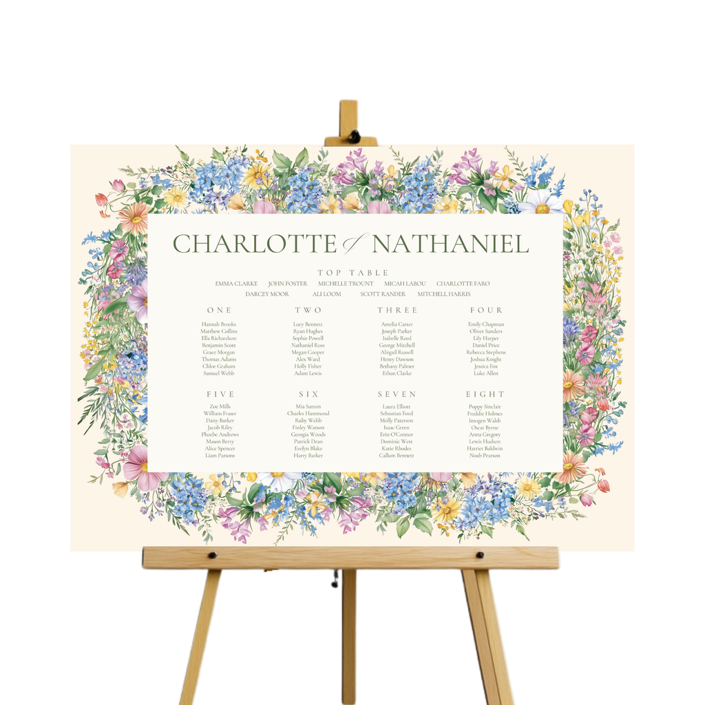 Pastel Florals Wreath Seating Plan Sign