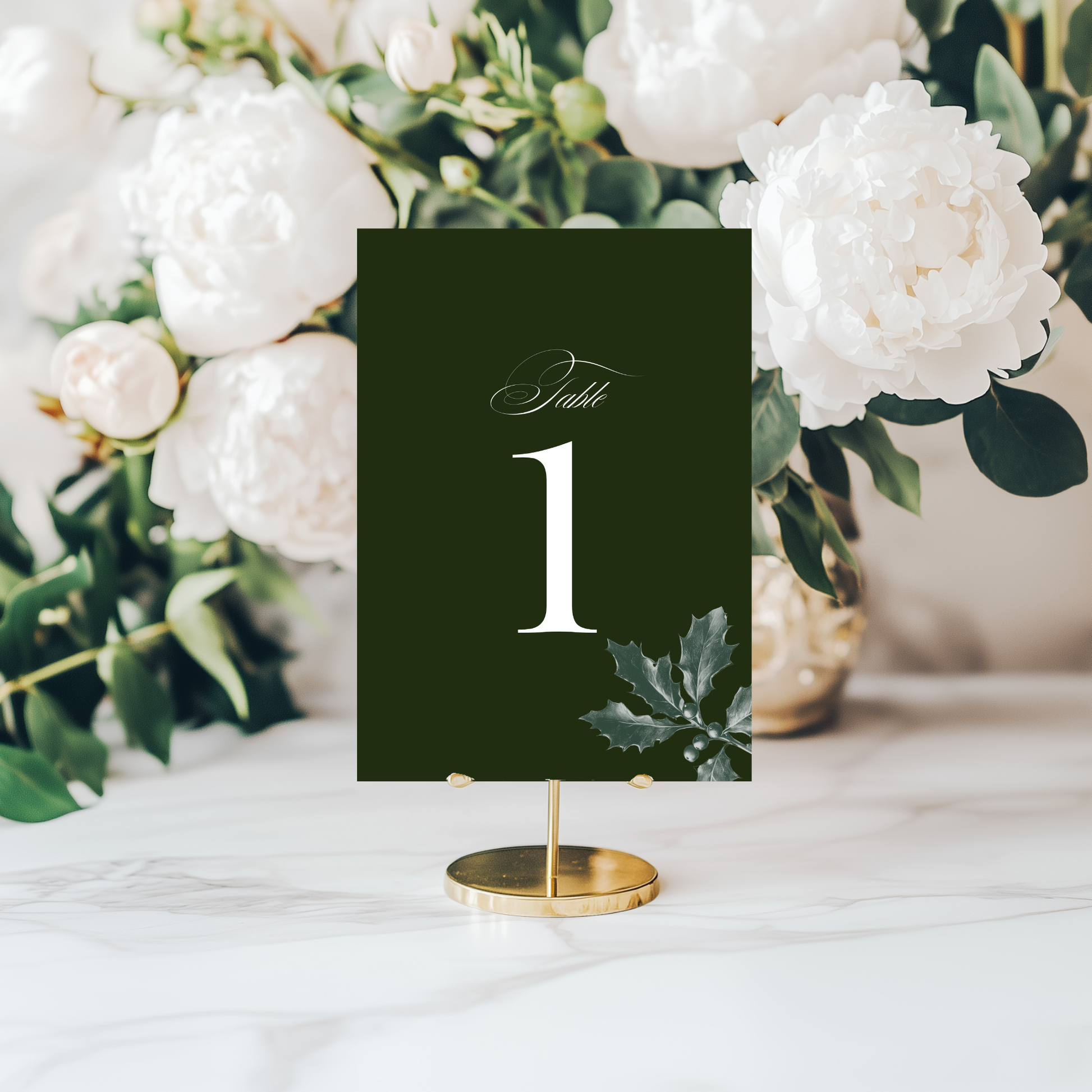 Green Holly Table Numbers