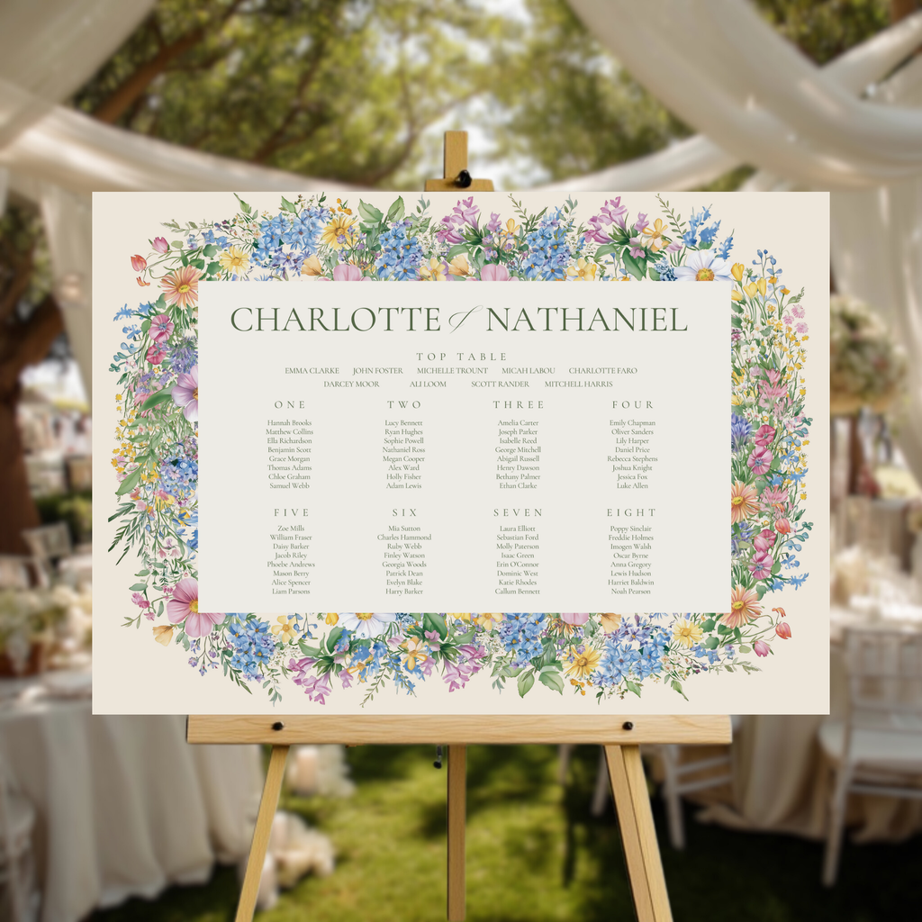 Pastel Florals Wreath Seating Plan Sign