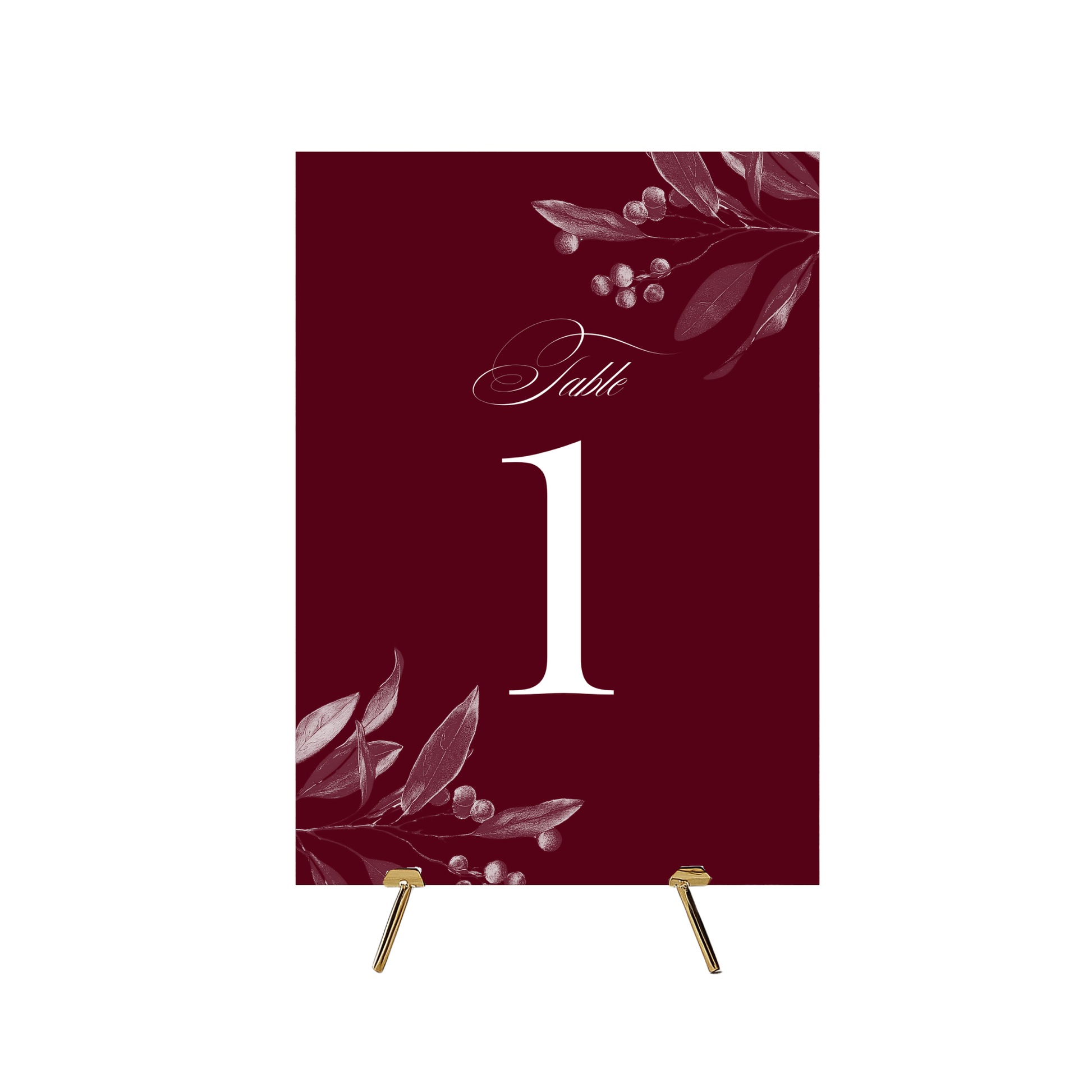 Burgundy Mistletoe Table Numbers