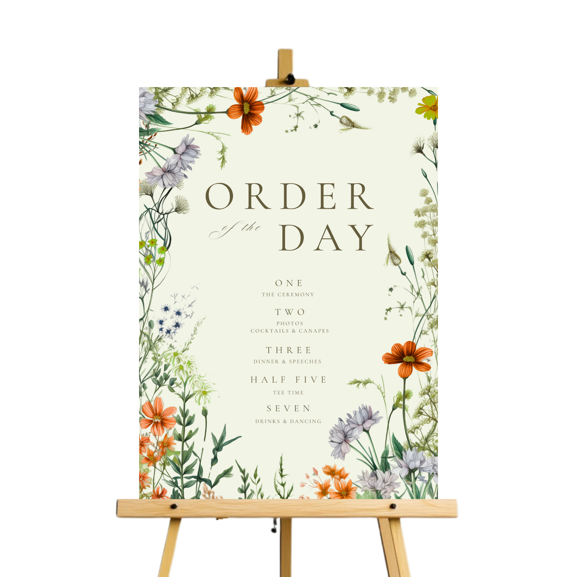 Green & Wildflower Order Of The Day Sign