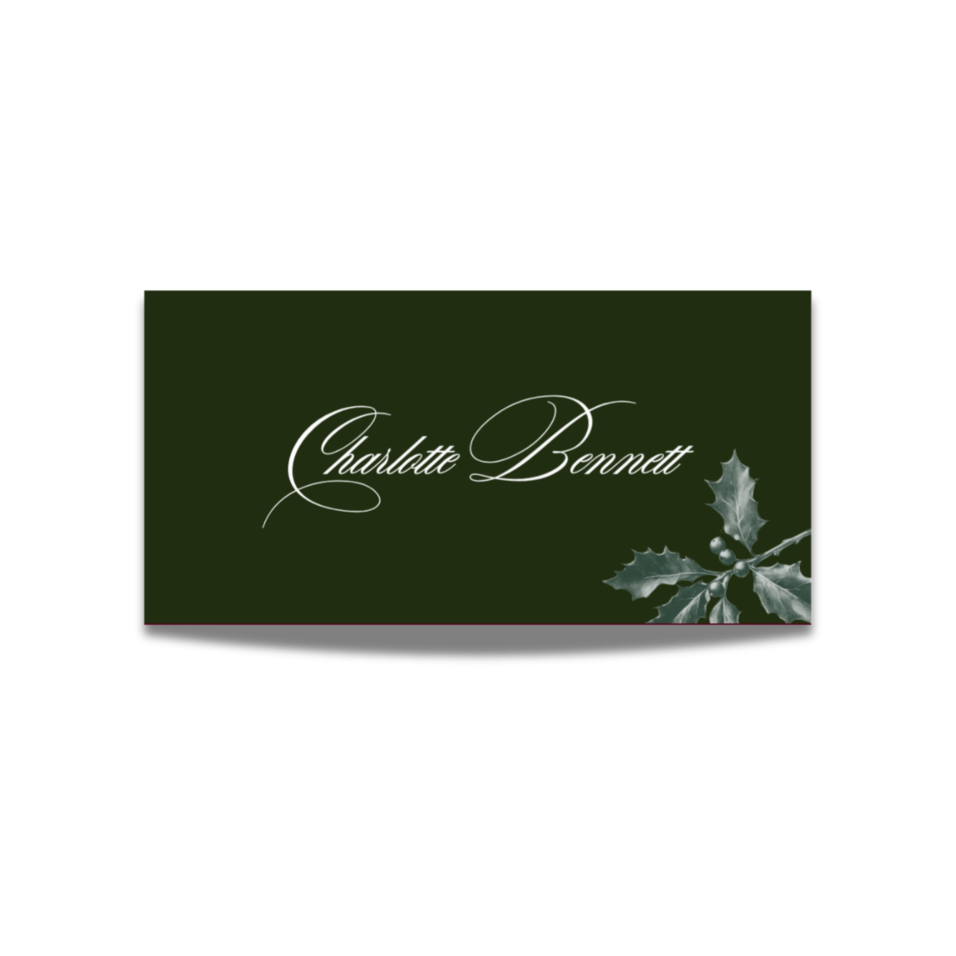 Green Holly Name Place Cards