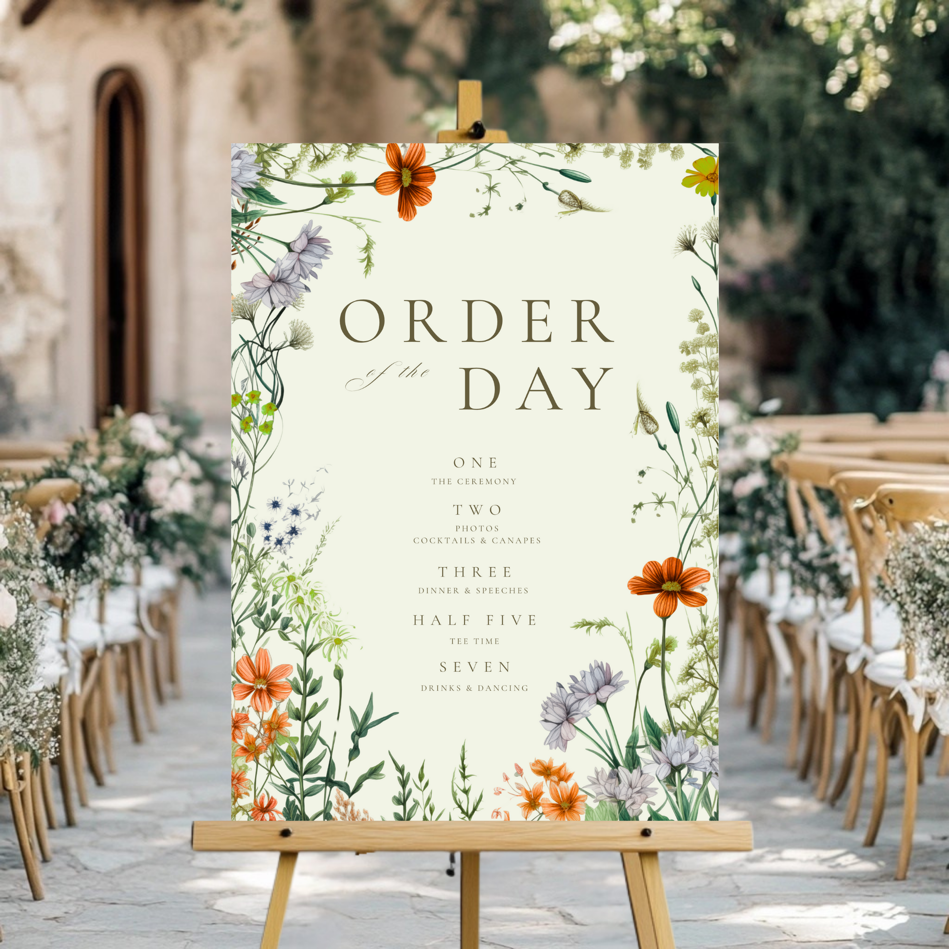 Green & Wildflower Order Of The Day Sign