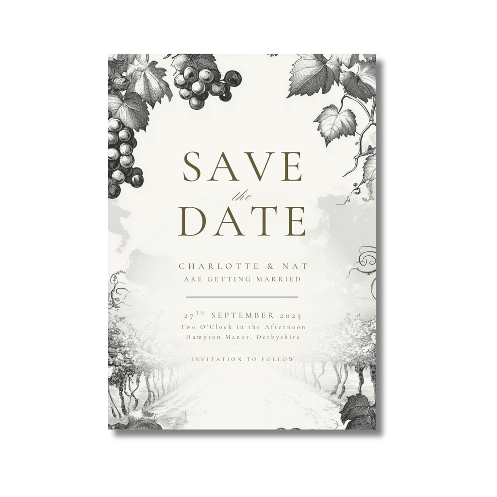 Monochrome Vineyard Save The Date