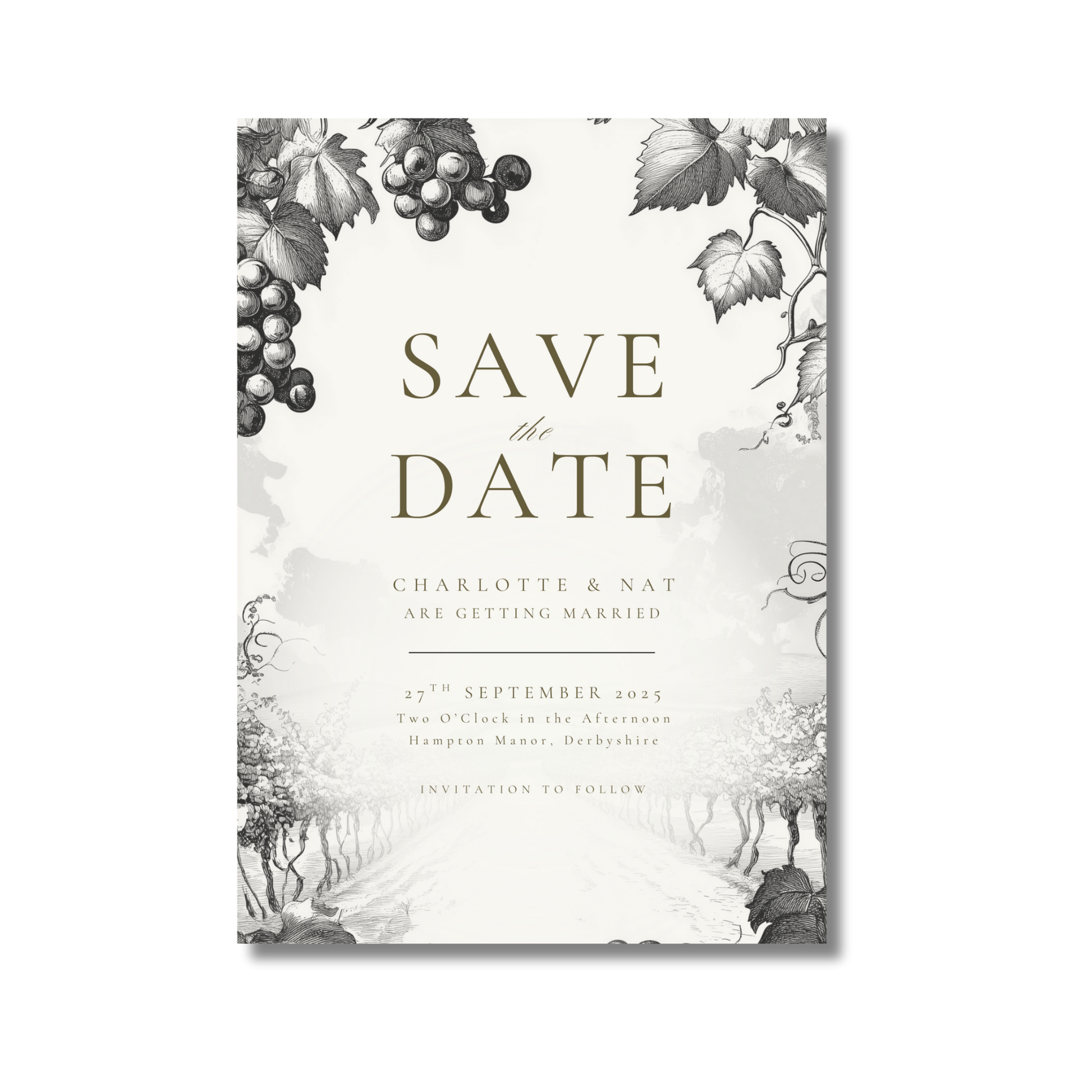 Monochrome Vineyard Save The Date