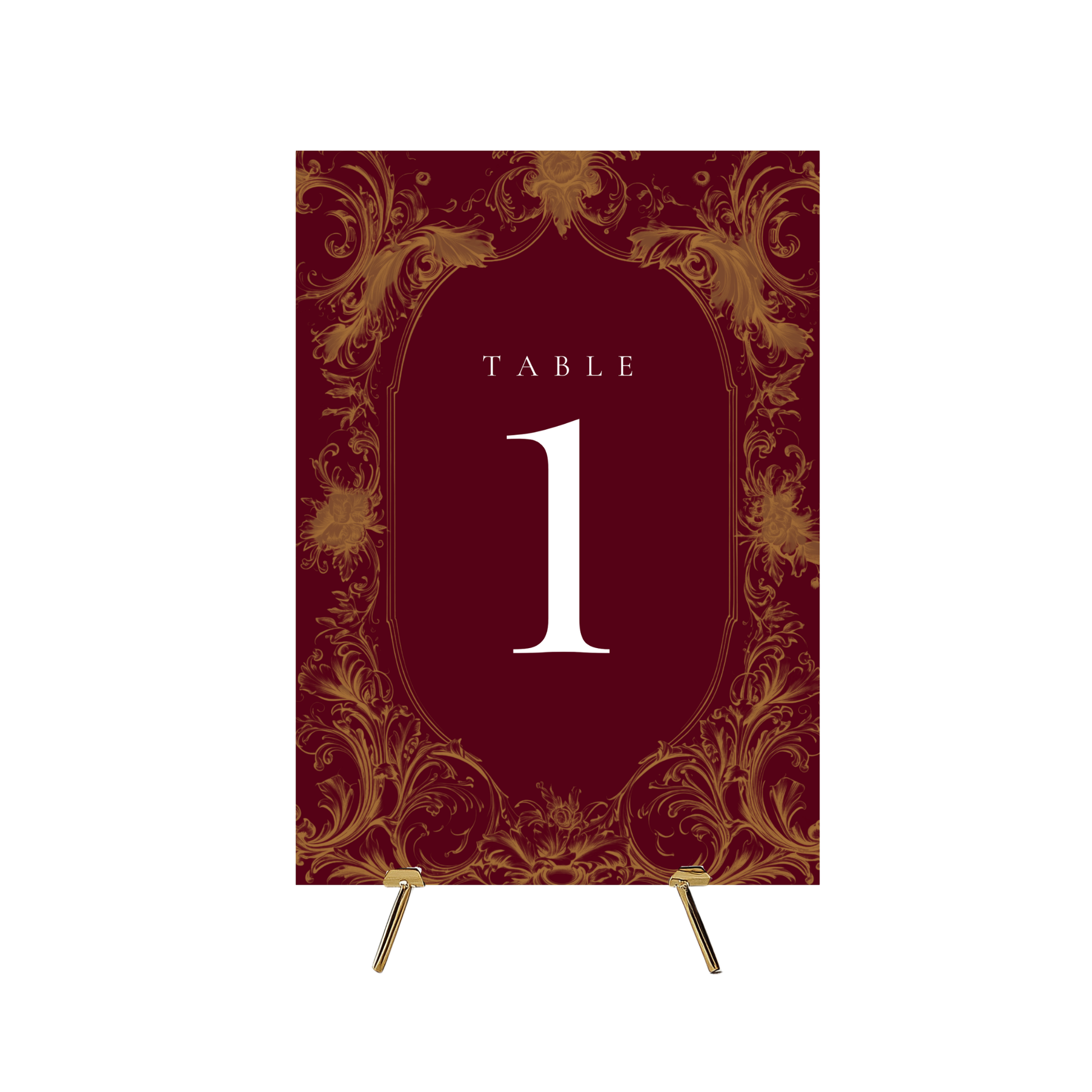 Red & Gold Rococo Frame Table Numbers