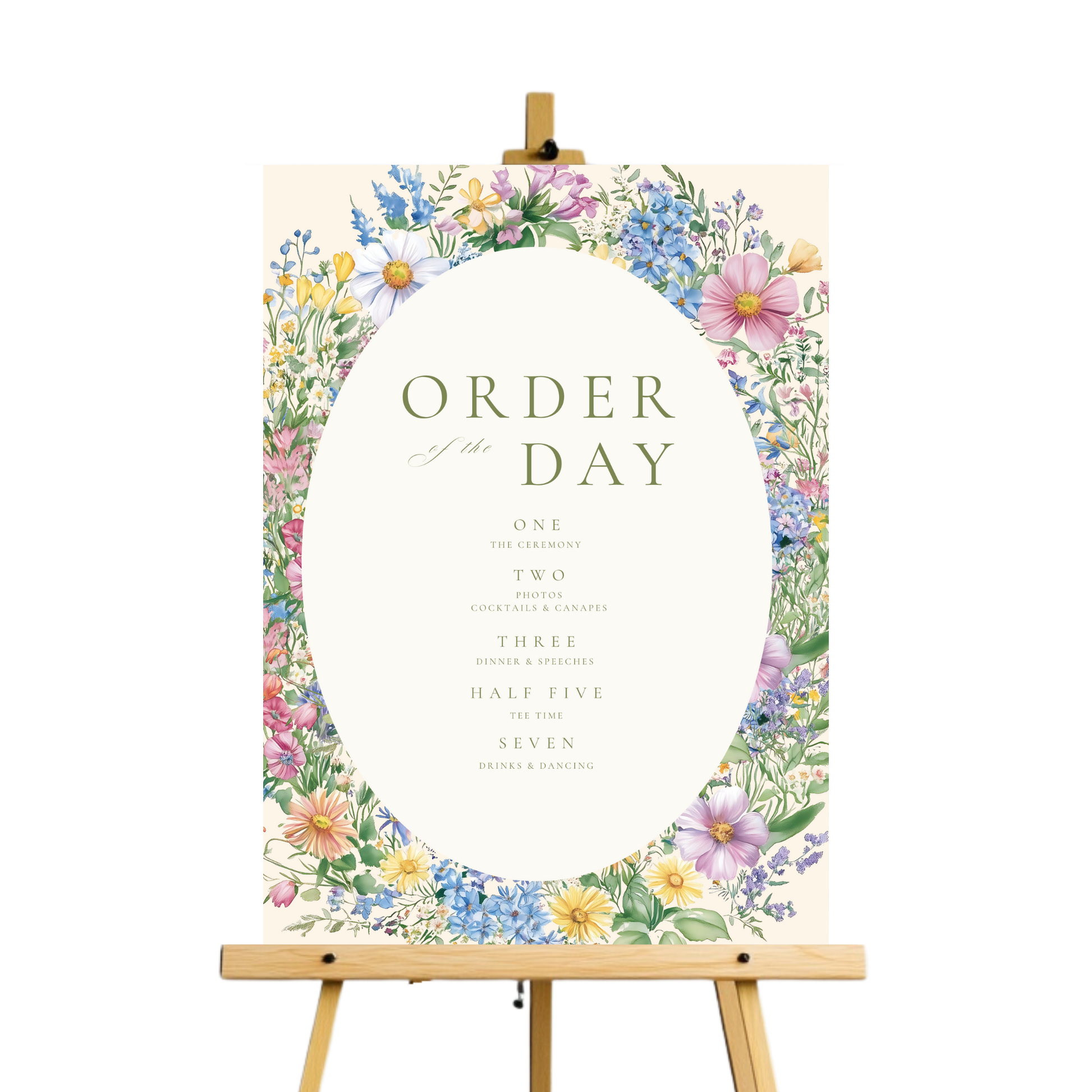 Pastel Flowers Wreath Order Of The Day Sign