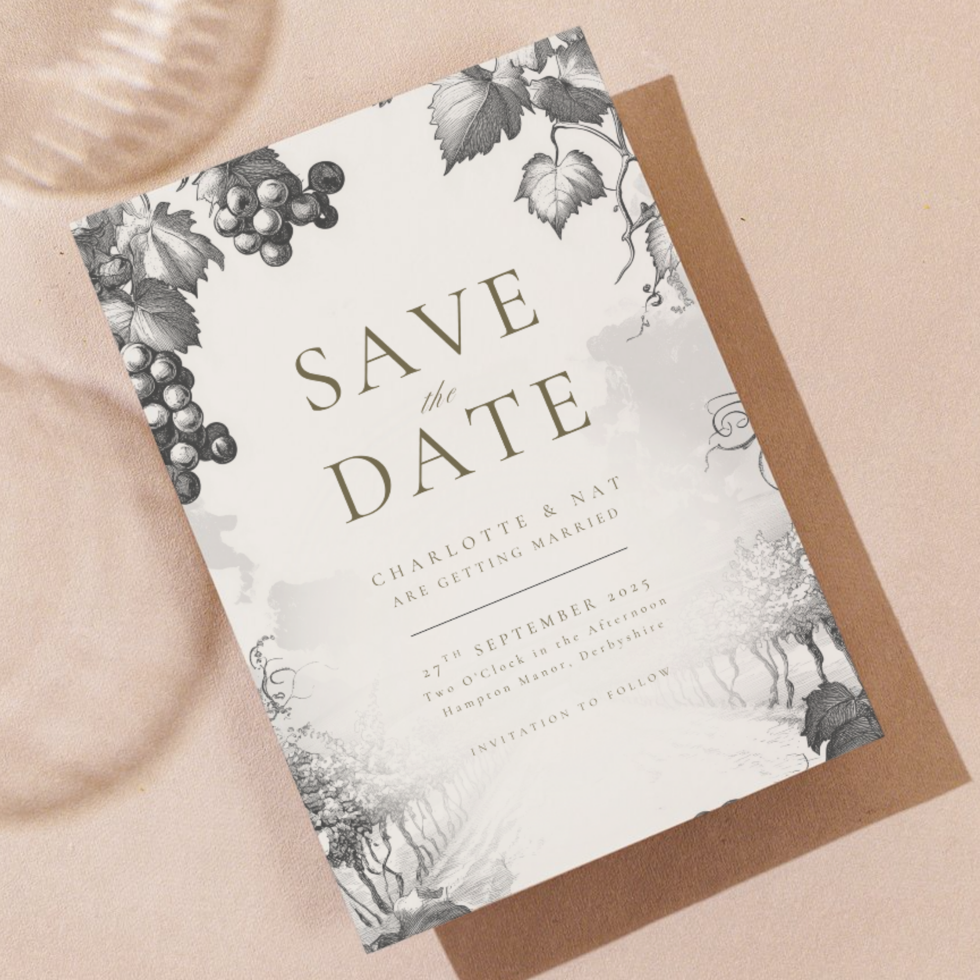 Monochrome Vineyard Save The Date