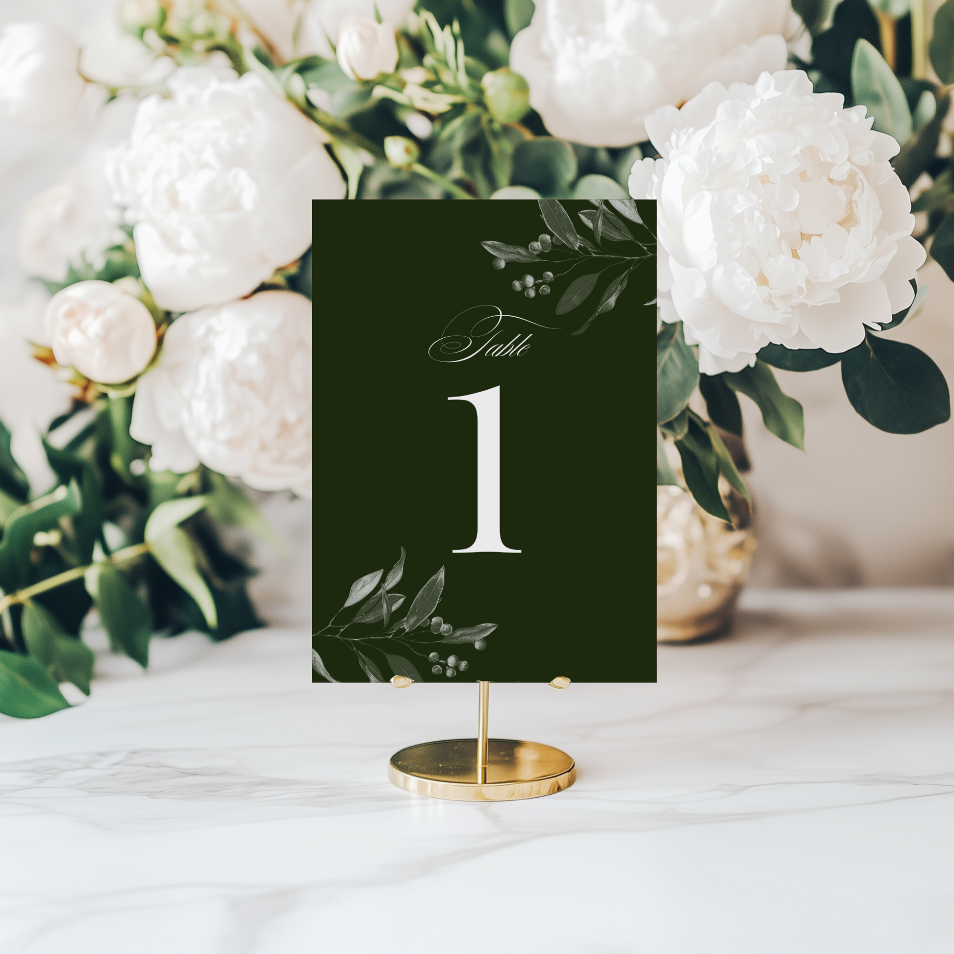 Green Mistletoe Table Numbers
