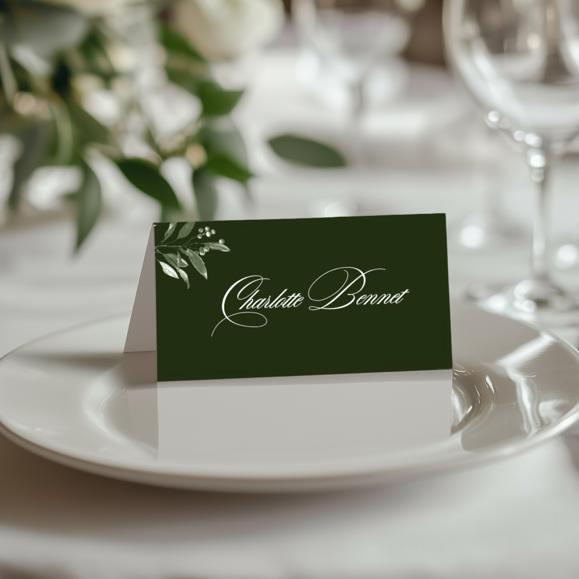 Green Mistletoe Name Place Cards