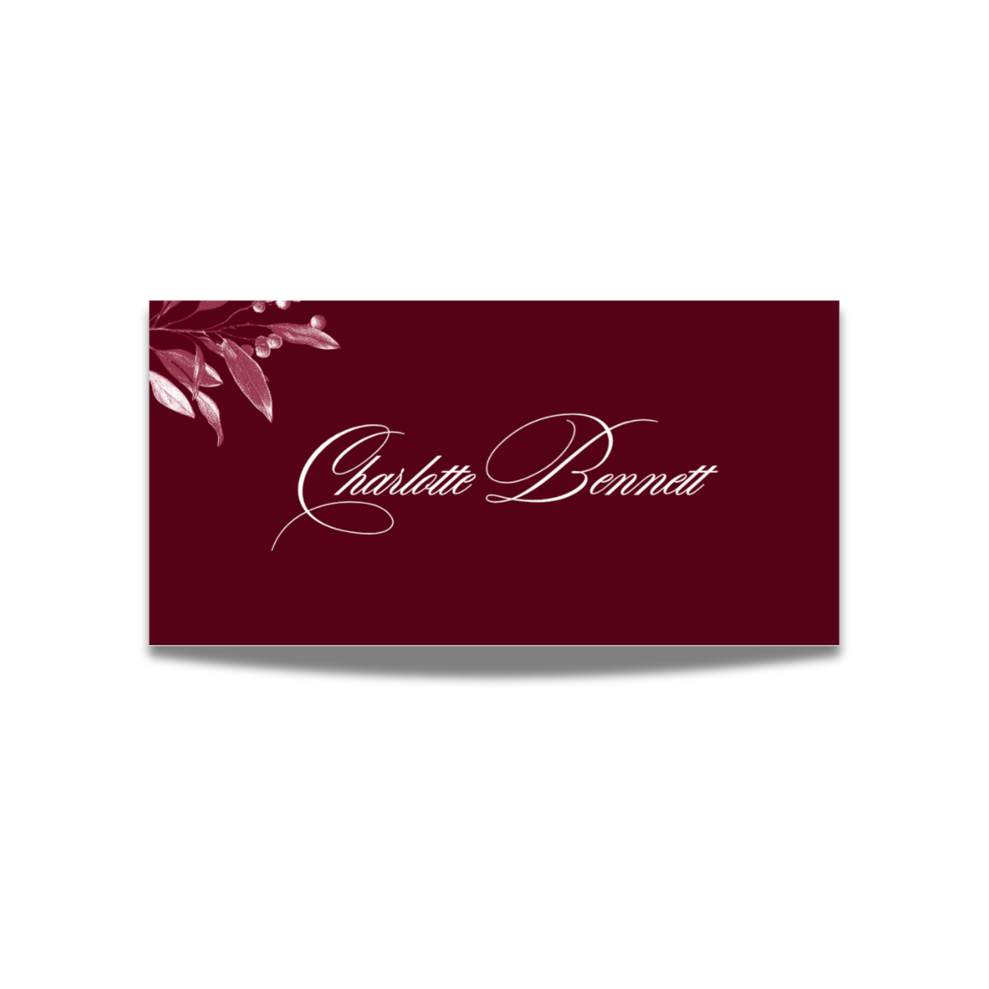 Burgundy Mistletoe Name Place Cards