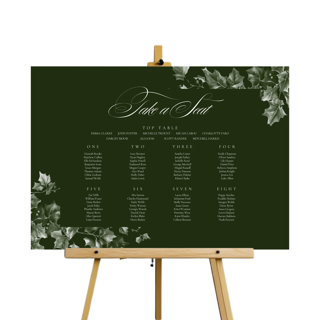 Green Holly Seating Plan Sign