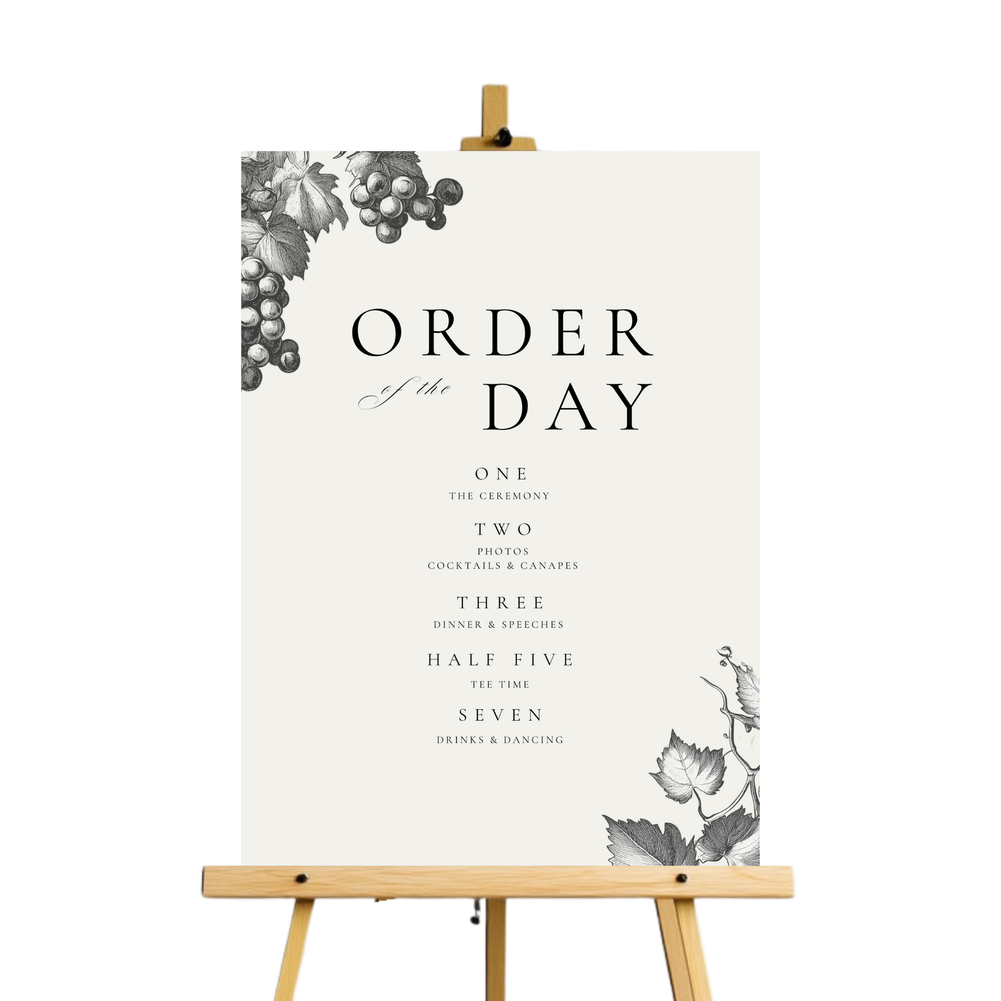 Monochrome Vineyard Order Of The Day Sign