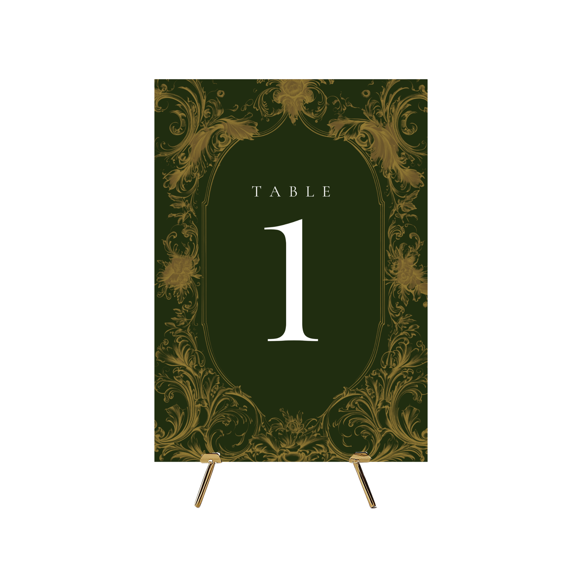 Green & Gold Rococo Frame Table Numbers