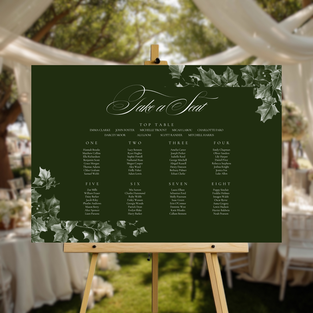 Green Holly Seating Plan Sign