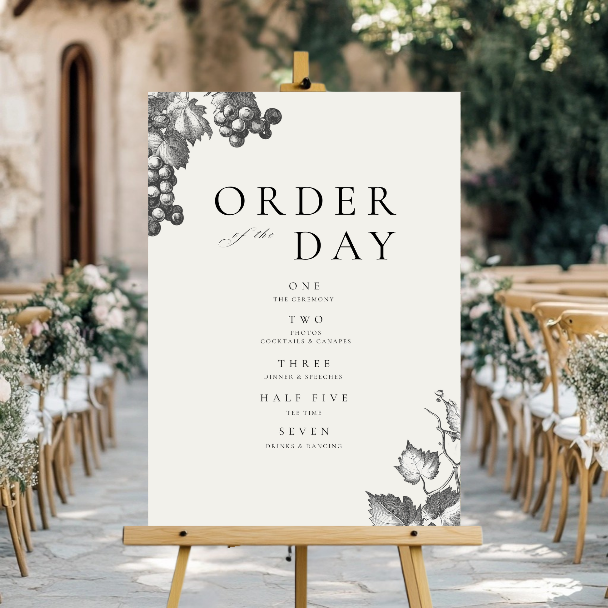 Monochrome Vineyard Order Of The Day Sign