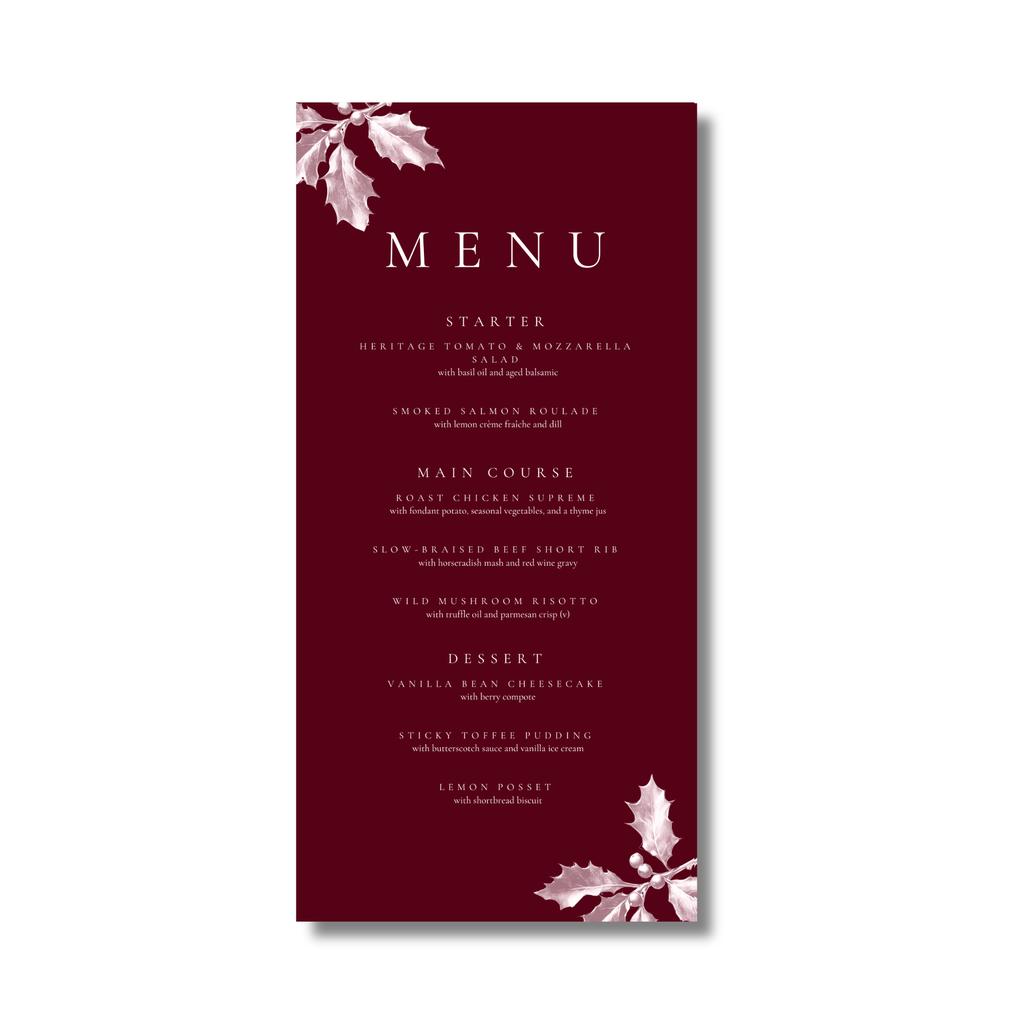 Red Holly Menu