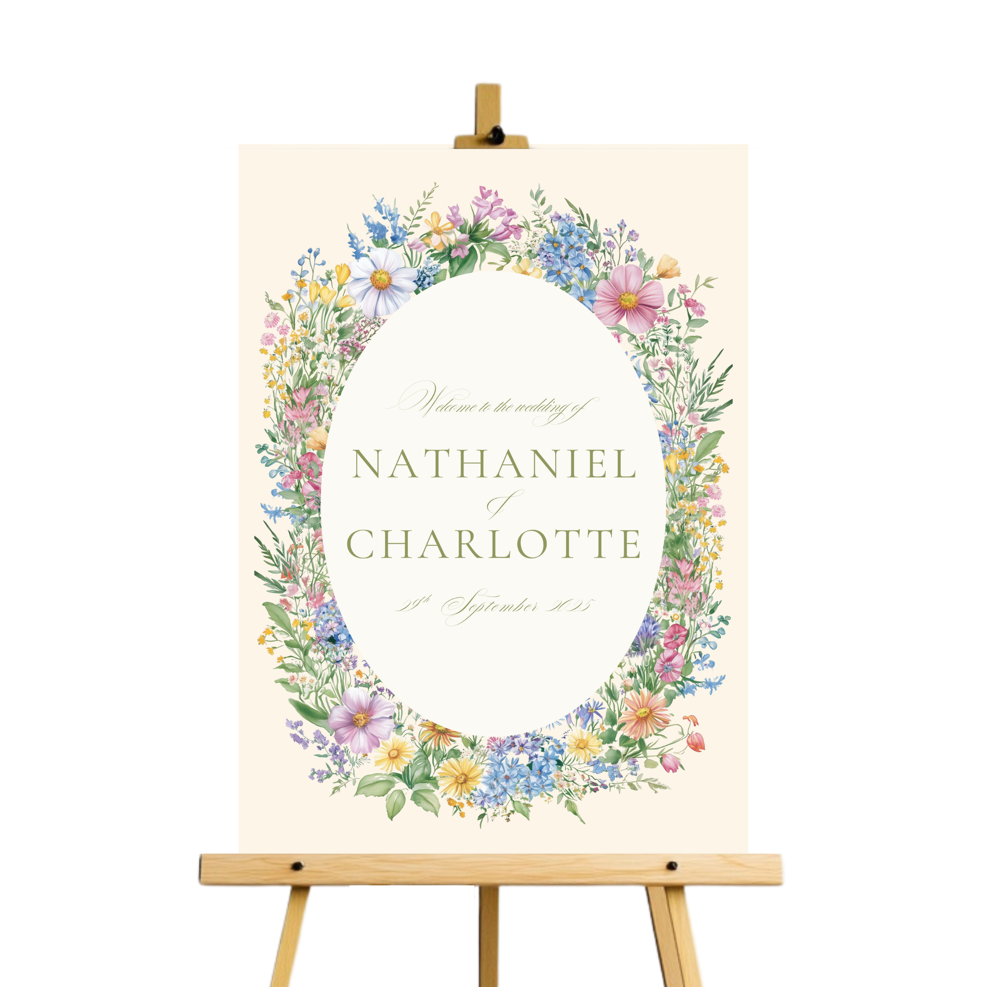 Pastel Florals Wreath Welcome Sign