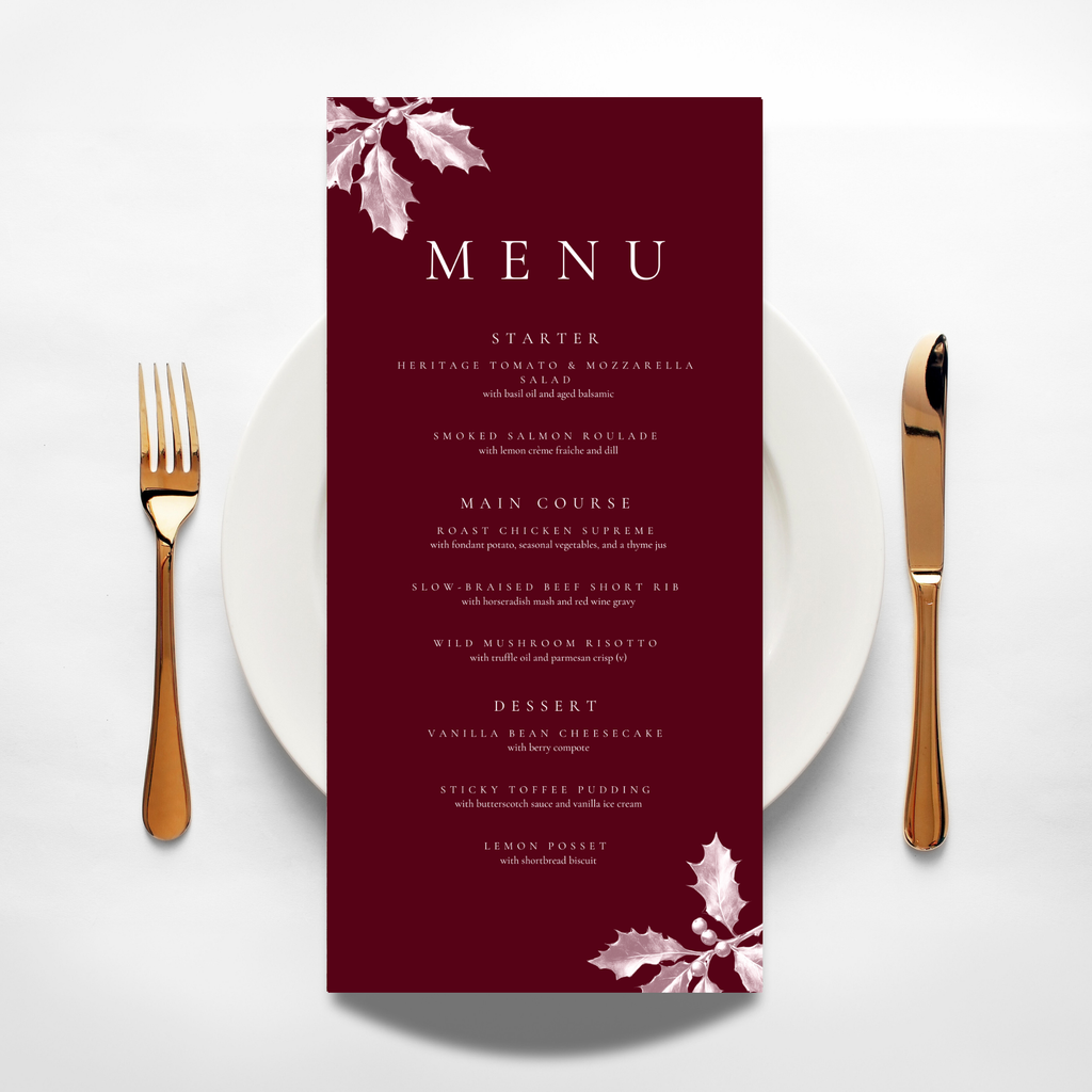 Red Holly Menu