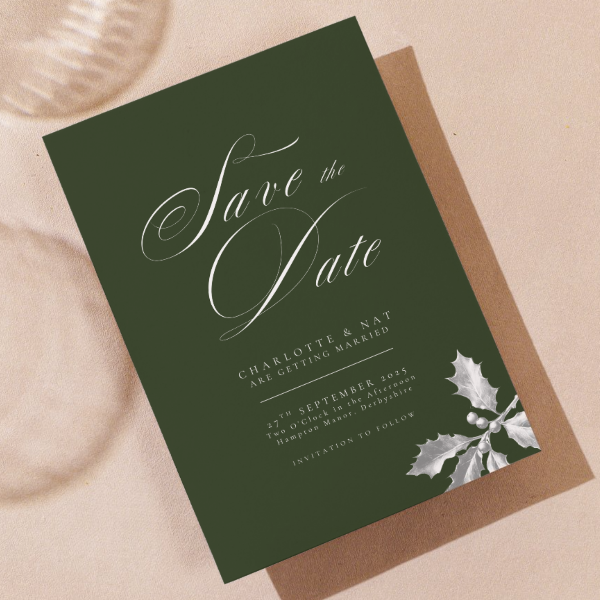 Green Holly Save The Date